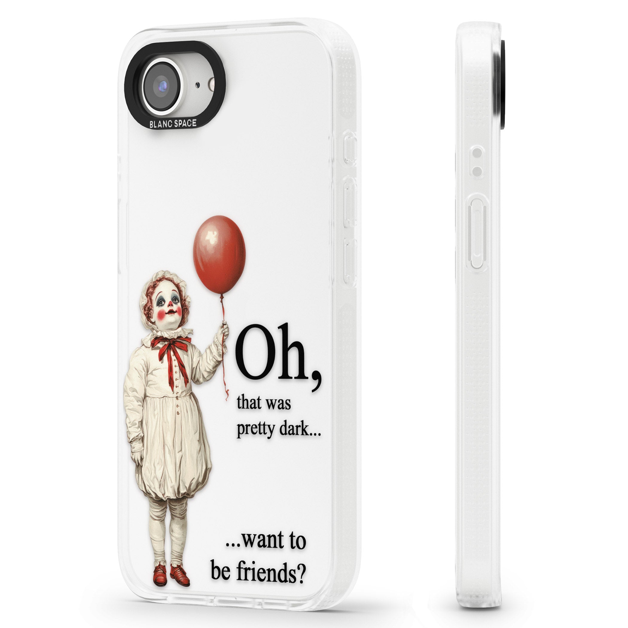 Want to be Friends? iPhone 16e Clear Case Impact Air - Blanc Space