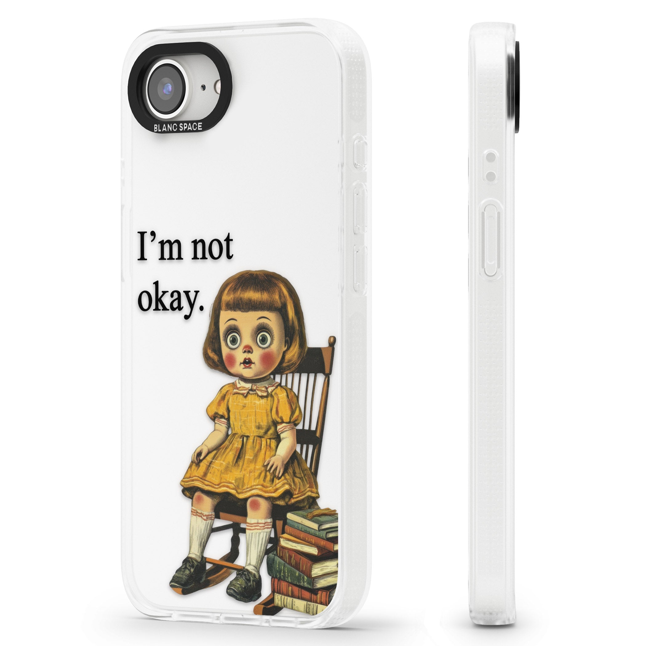 I'm Not Okay iPhone 16e Clear Case Impact Air - Blanc Space