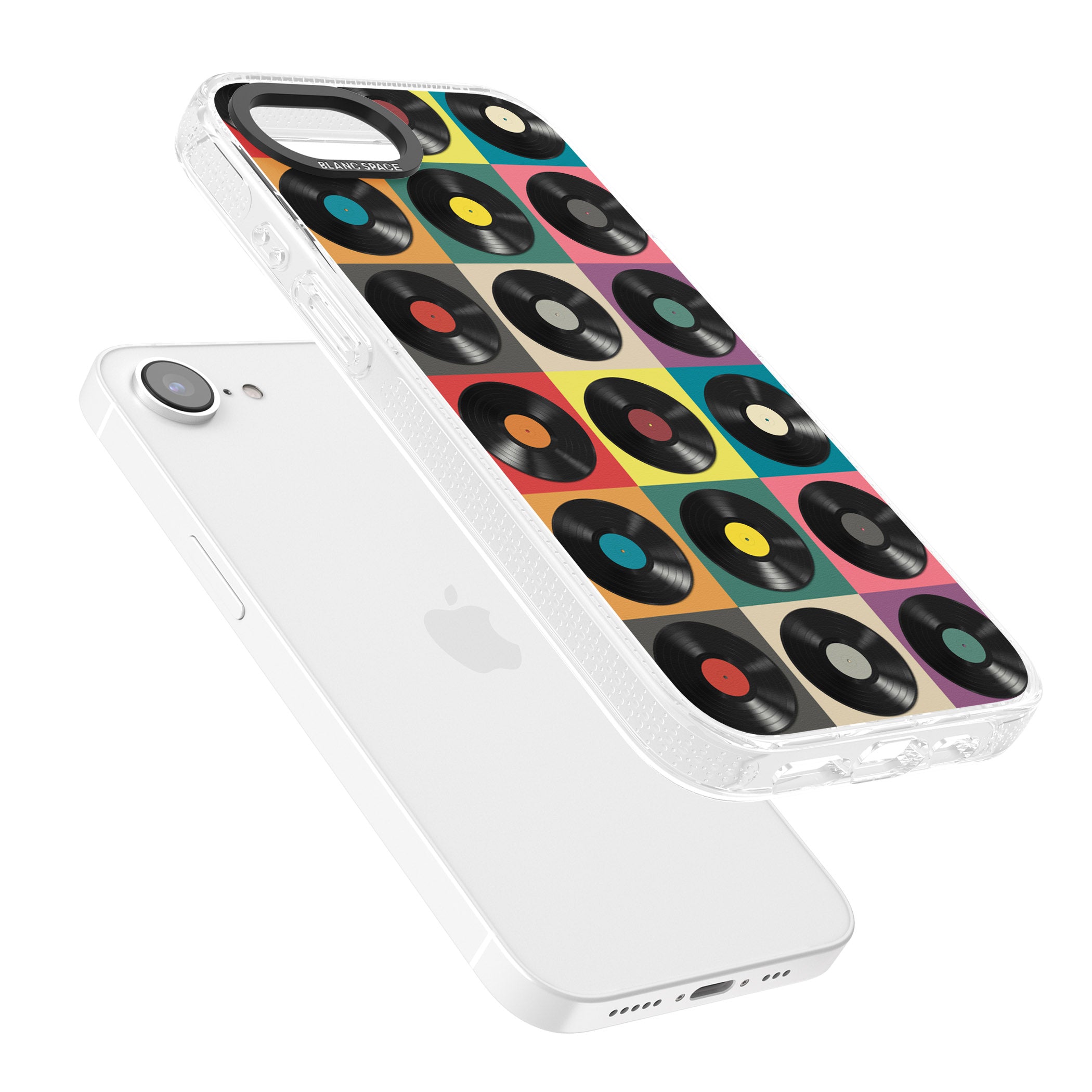 Vinyl Record Pattern iPhone 16e Clear Case Impact Air - Blanc Space