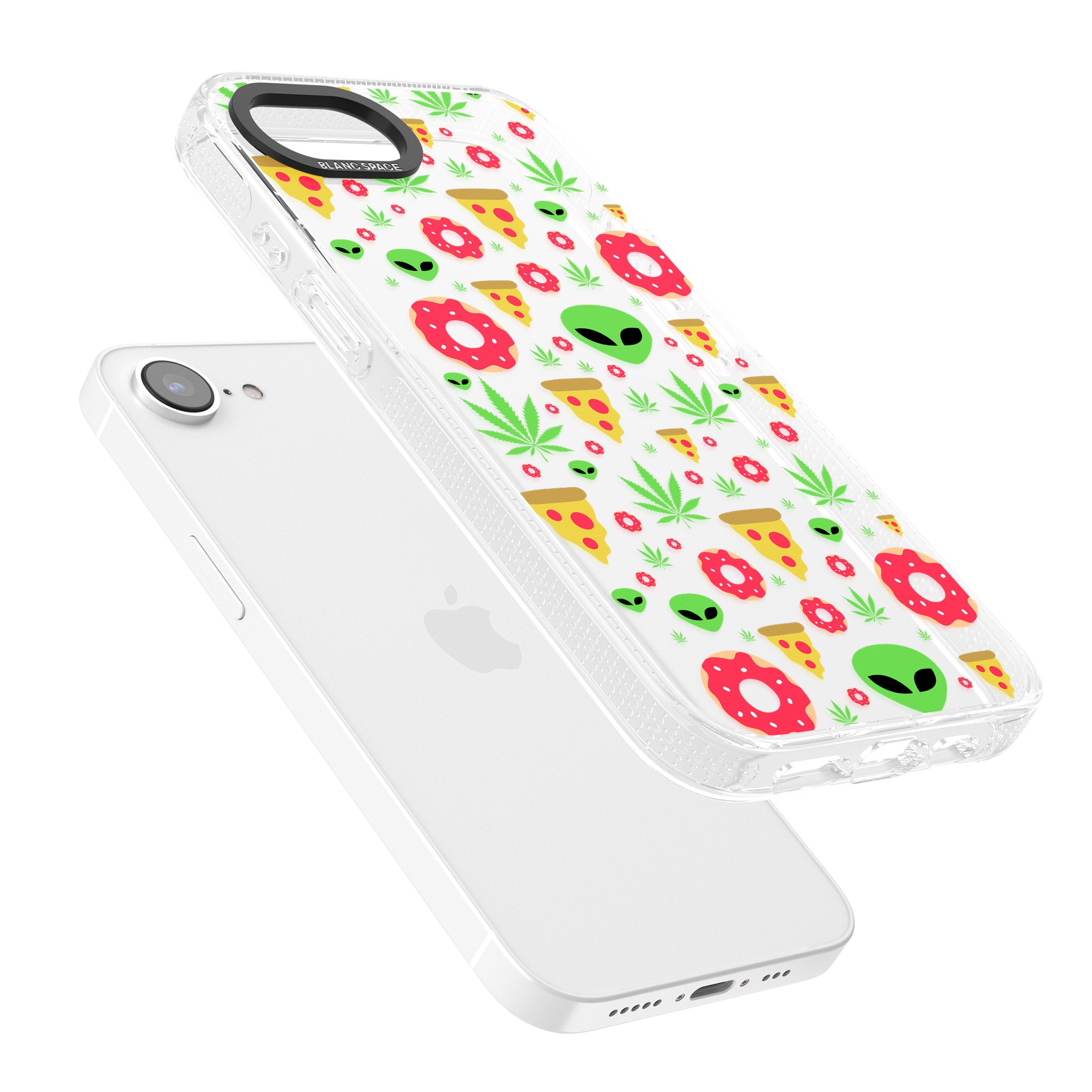 Martians & Munchies iPhone 16e Clear Case Impact Air - Blanc Space