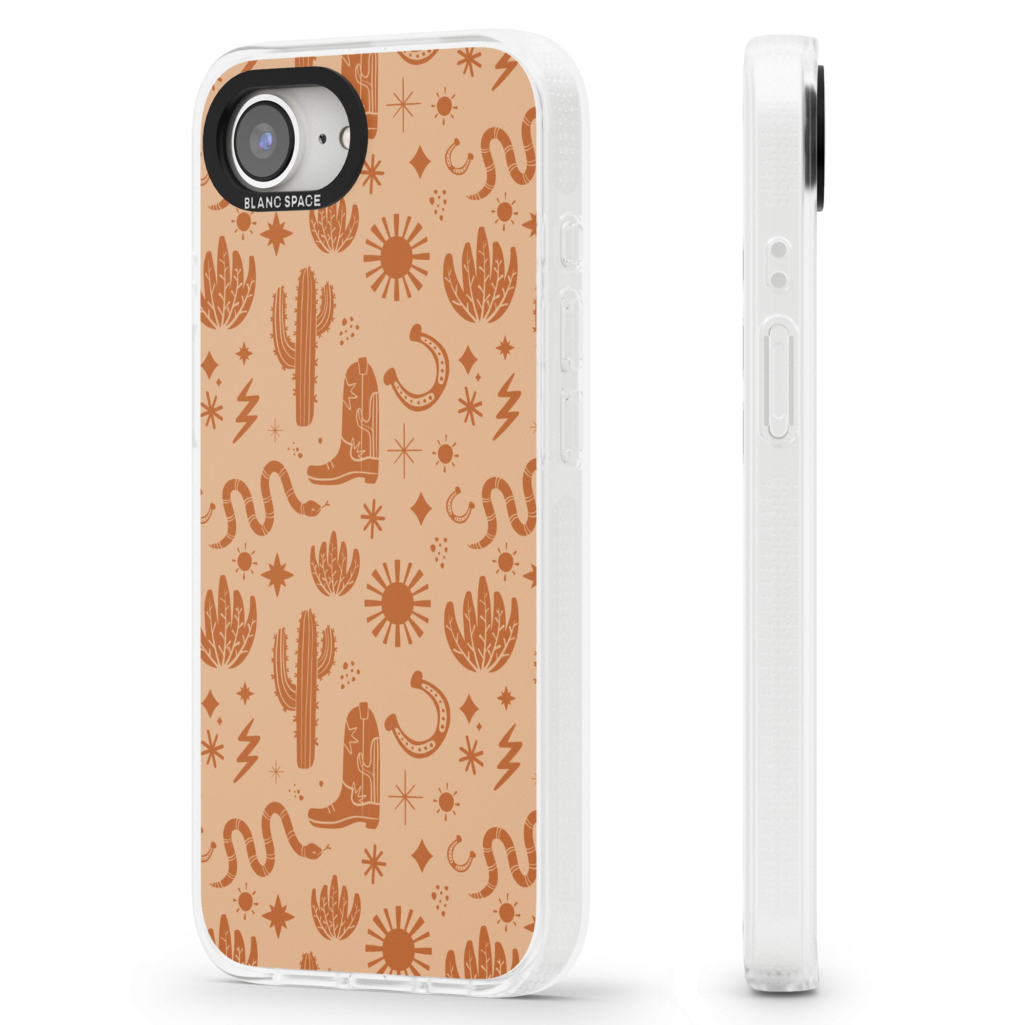 Wild West Pattern iPhone 16e Clear Case Impact Air - Blanc Space