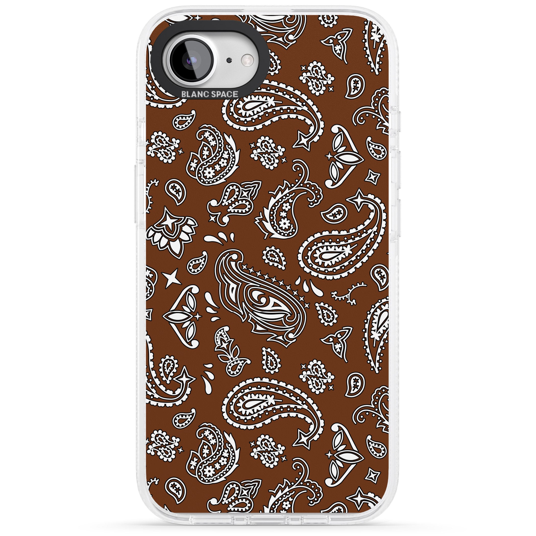 Brown Bandana iPhone 16e Clear Case Impact Air - Blanc Space