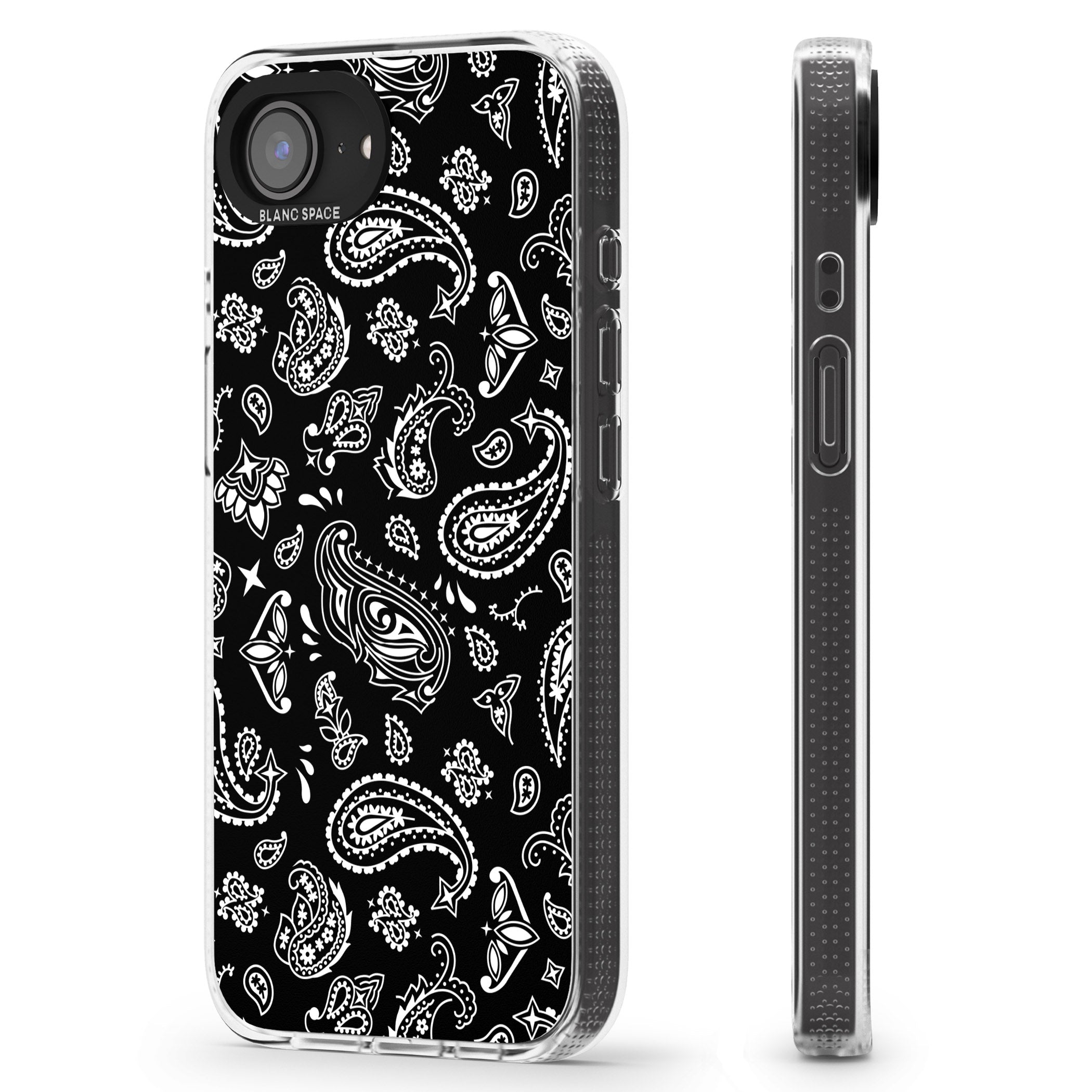 Black Bandana iPhone 16e Clear Case Impact Air - Blanc Space