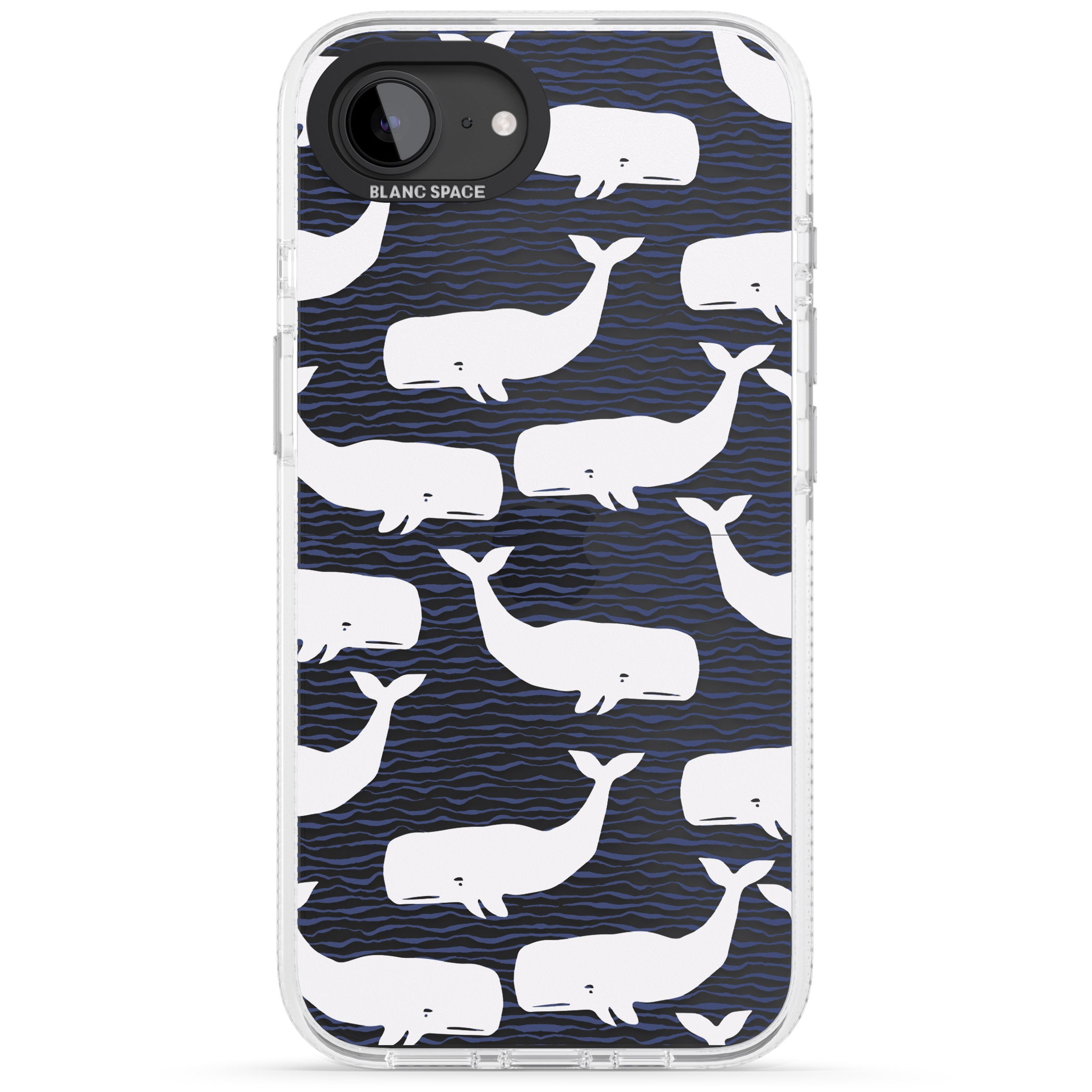Cute Whales (Transparent) iPhone 16e Clear Case Impact Air - Blanc Space