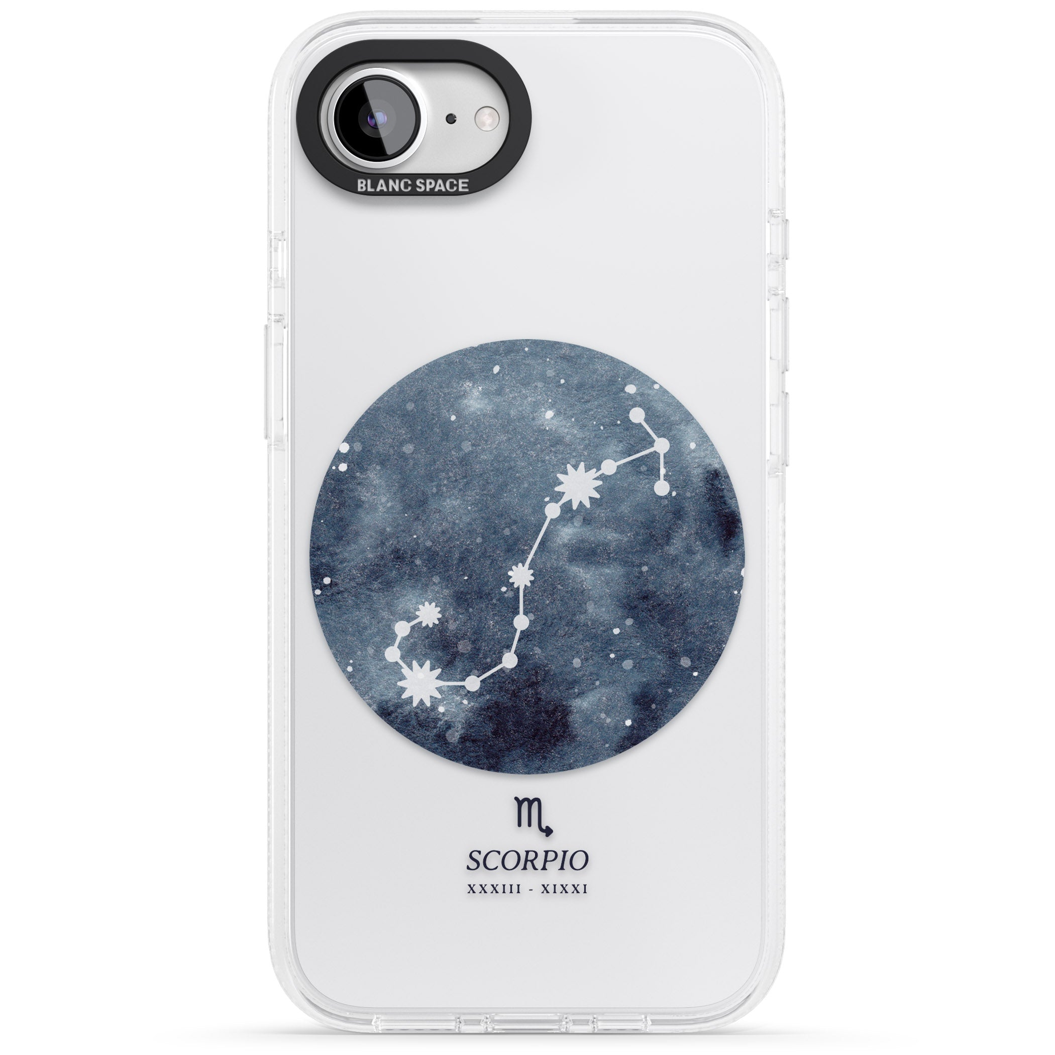 Scorpio Zodiac Transparent Design - Blue iPhone 16e Clear Case Impact Air - Blanc Space