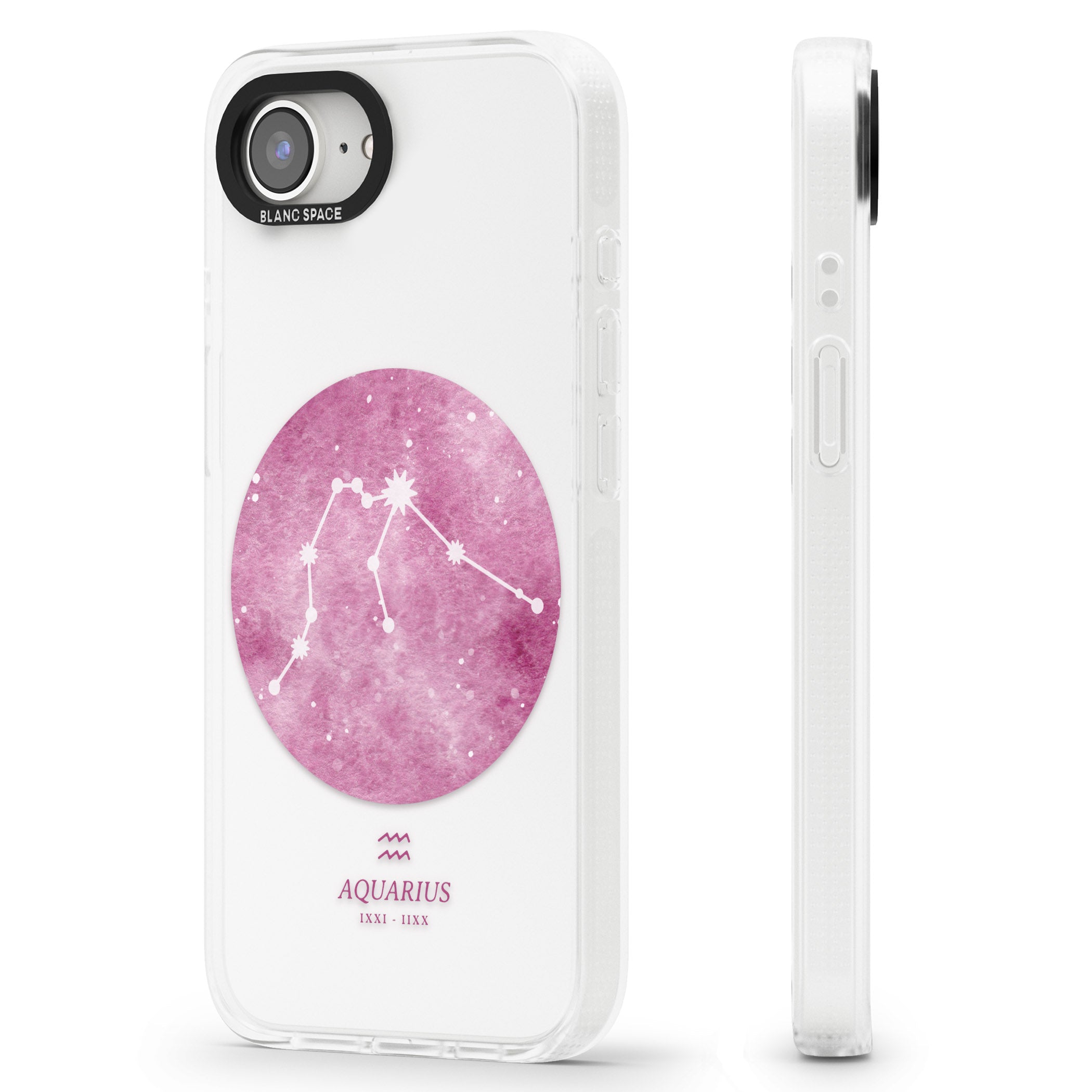 Aquarius Zodiac Transparent Design - Pink iPhone 16e Clear Case Impact Air - Blanc Space
