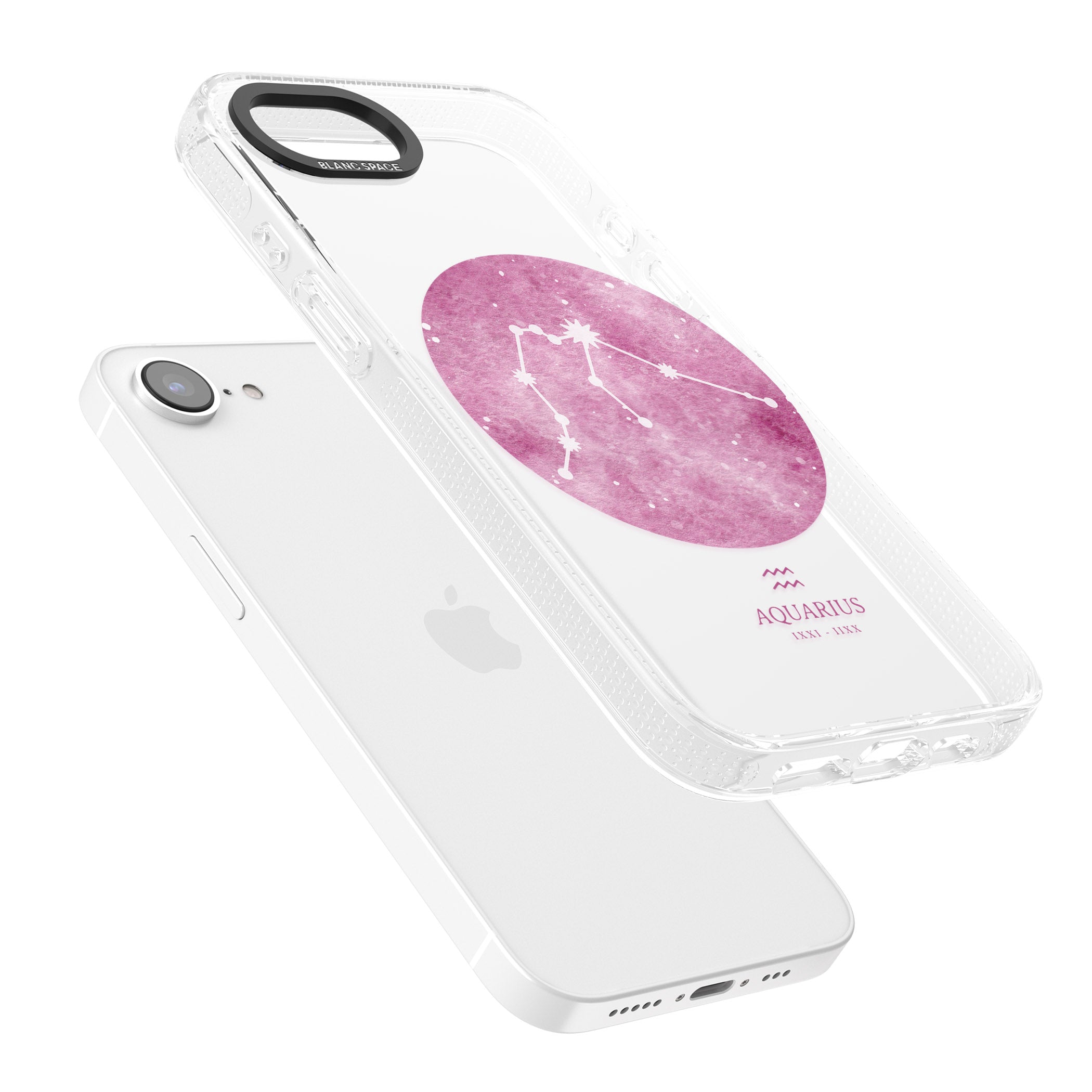 Aquarius Zodiac Transparent Design - Pink iPhone 16e Clear Case Impact Air - Blanc Space