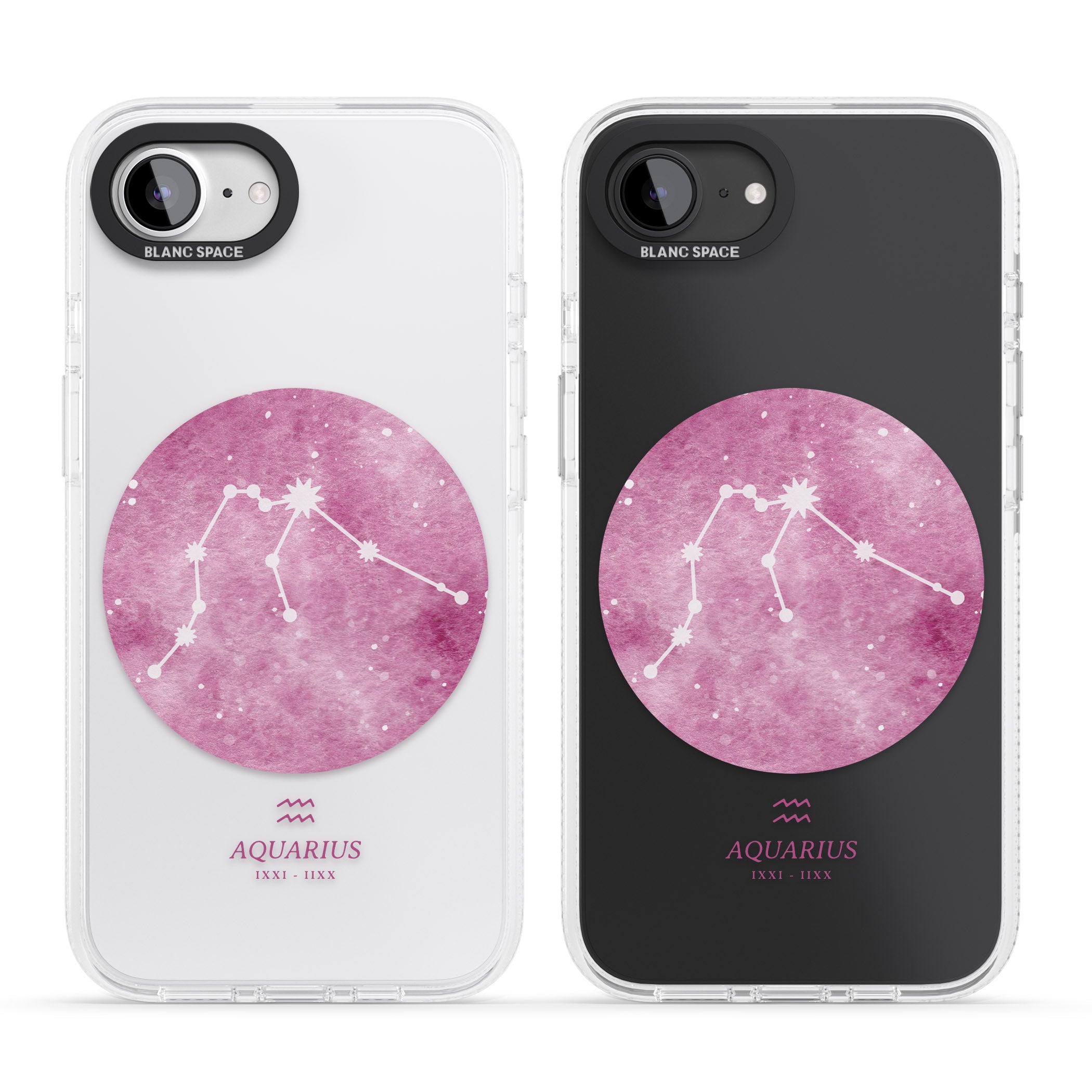 Aquarius Zodiac Transparent Design - Pink iPhone 16e Clear Case Impact Air - Blanc Space