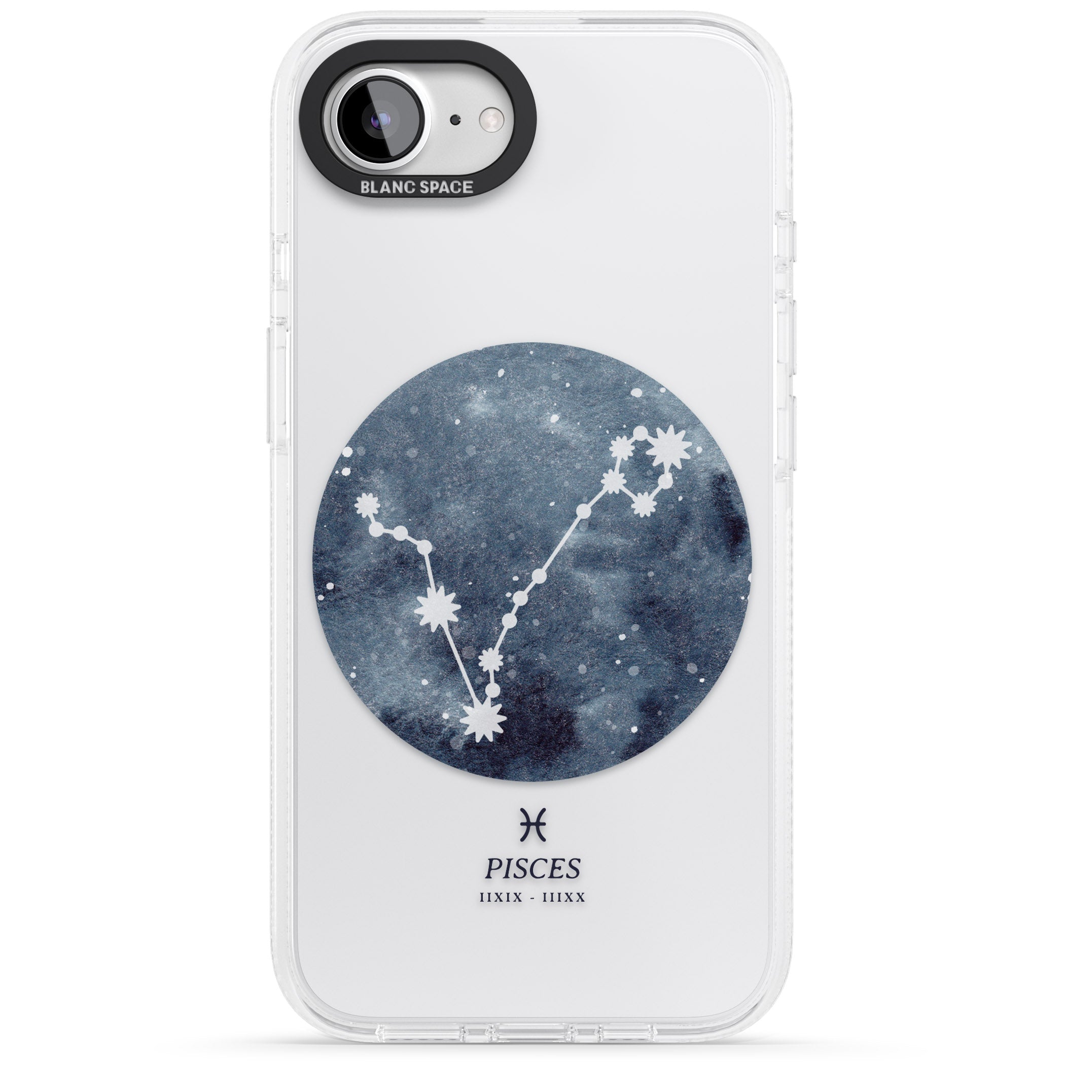 Pisces Zodiac Transparent Design - Blue iPhone 16e Clear Case Impact Air - Blanc Space