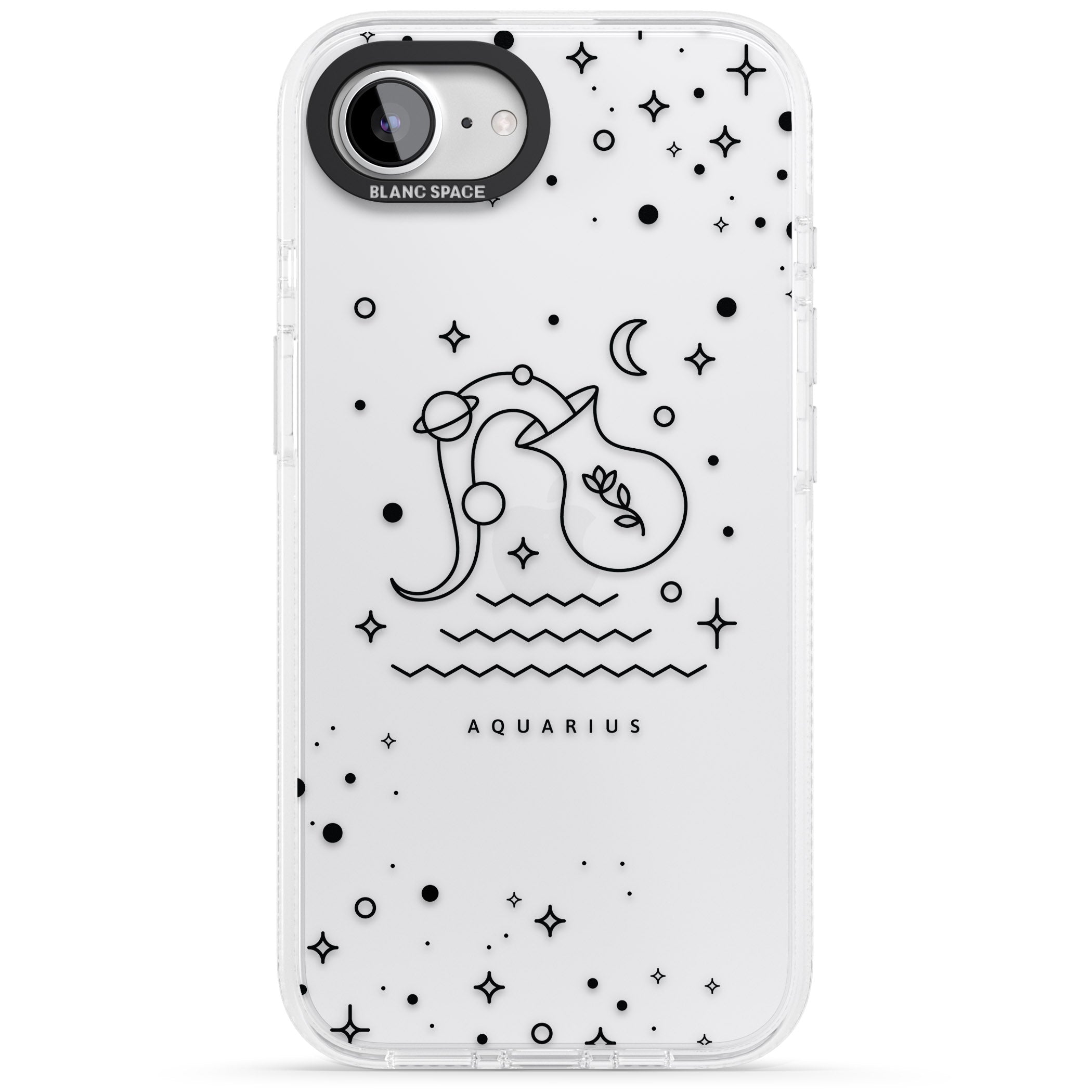 Aquarius Emblem - Transparent Design iPhone 16e Clear Case Impact Air - Blanc Space