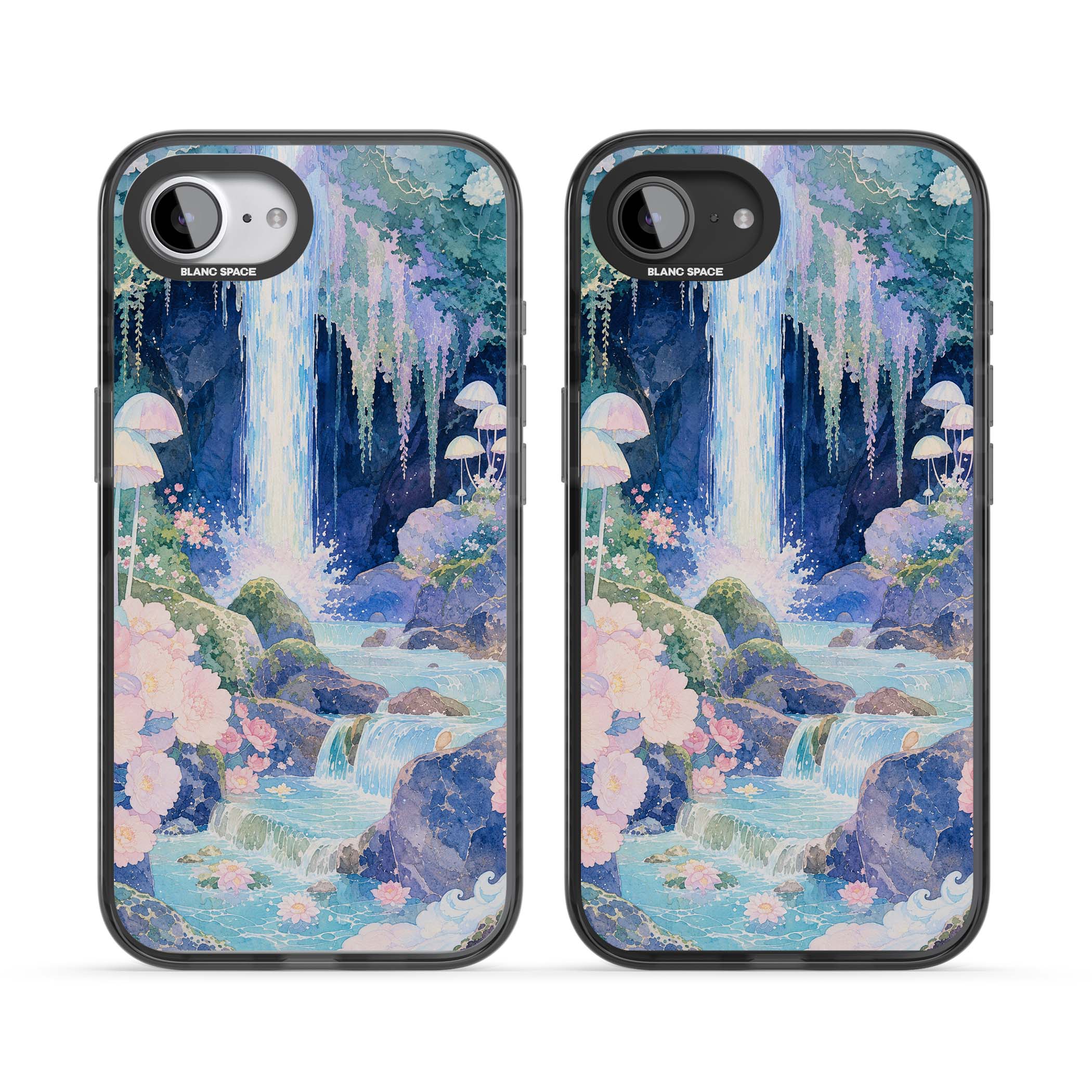 Mystic Waterfall art iPhone case | Black Impact case for iPhone 16e, iPhone 17e