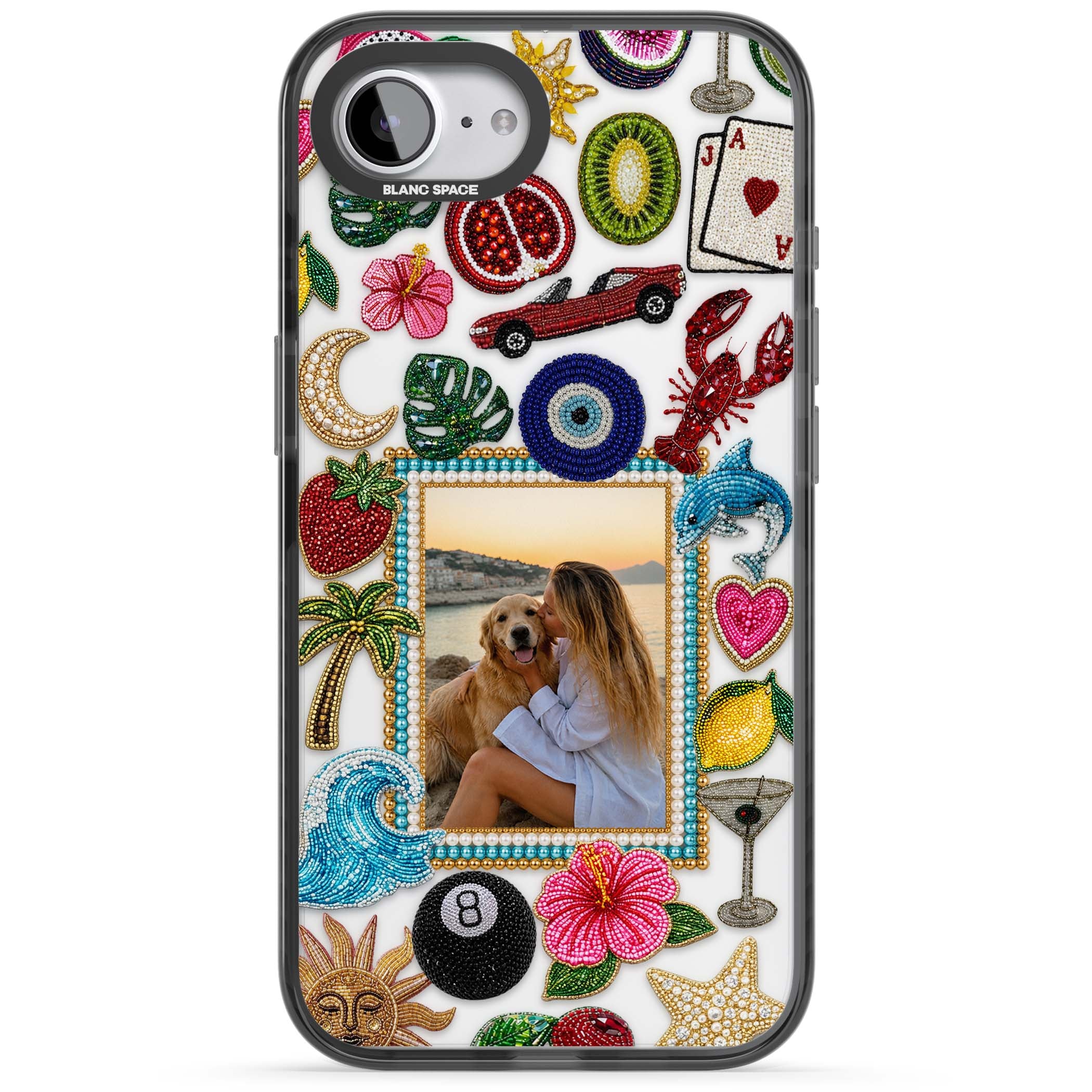 Beaded Photo coastal iPhone case | Black Impact case for iPhone 16e, iPhone 17e