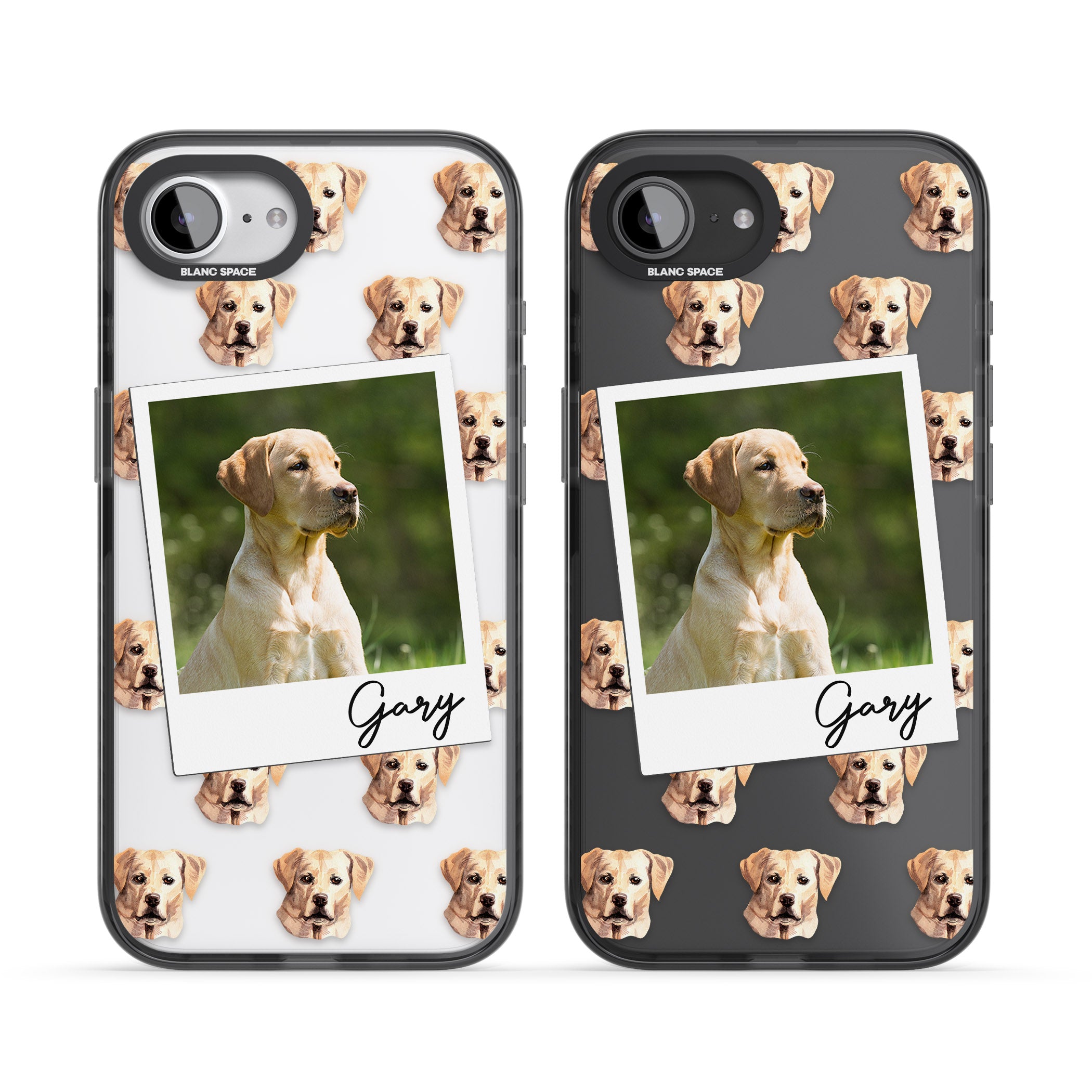 Personalised Tan Black Labrador Instant Camera Photo