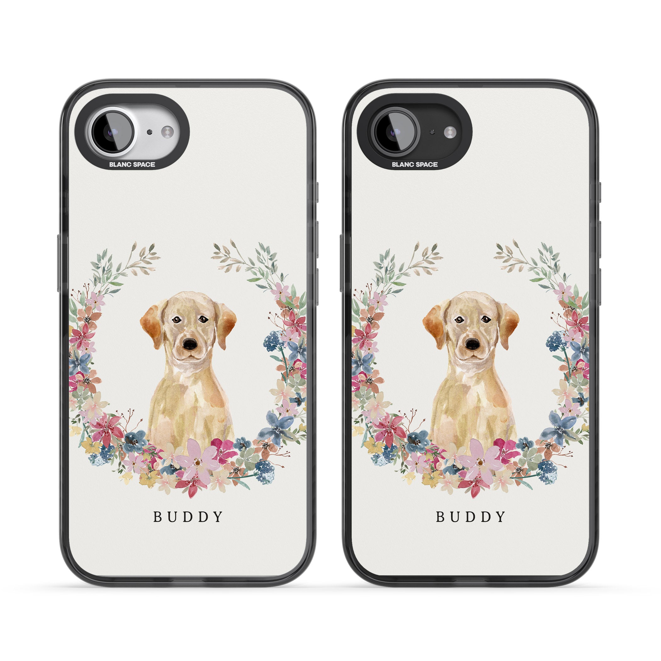 Personalised Yellow Labrador Retriever Floral Portrait
