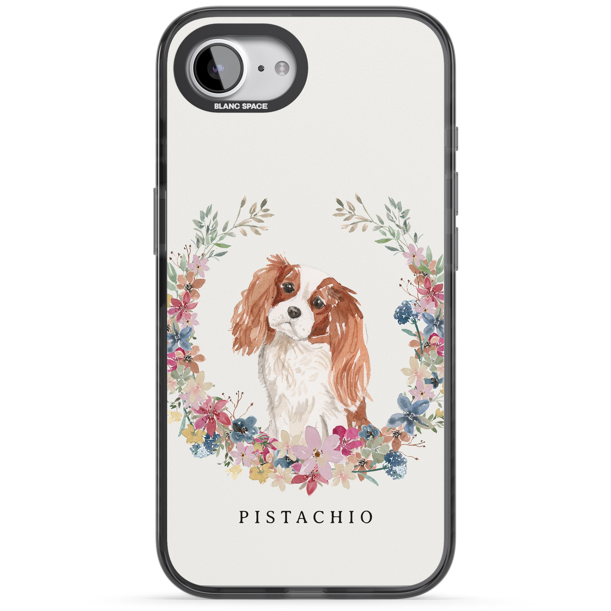 Personalised Cavalier King Charles Floral Portrait