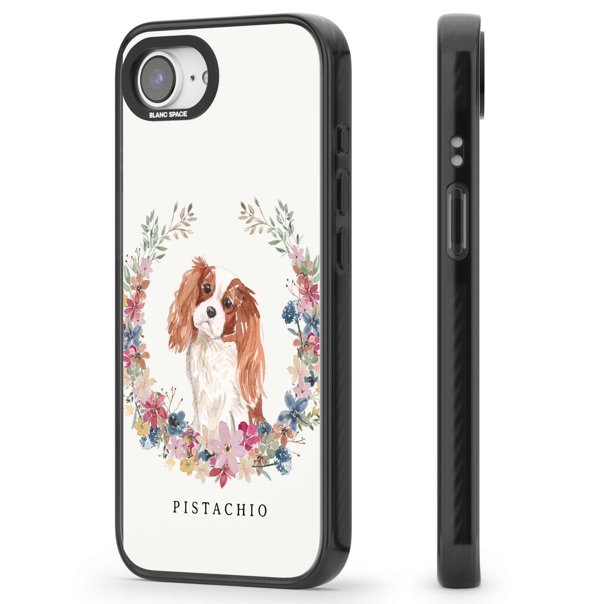 Personalised Cavalier King Charles Floral Portrait