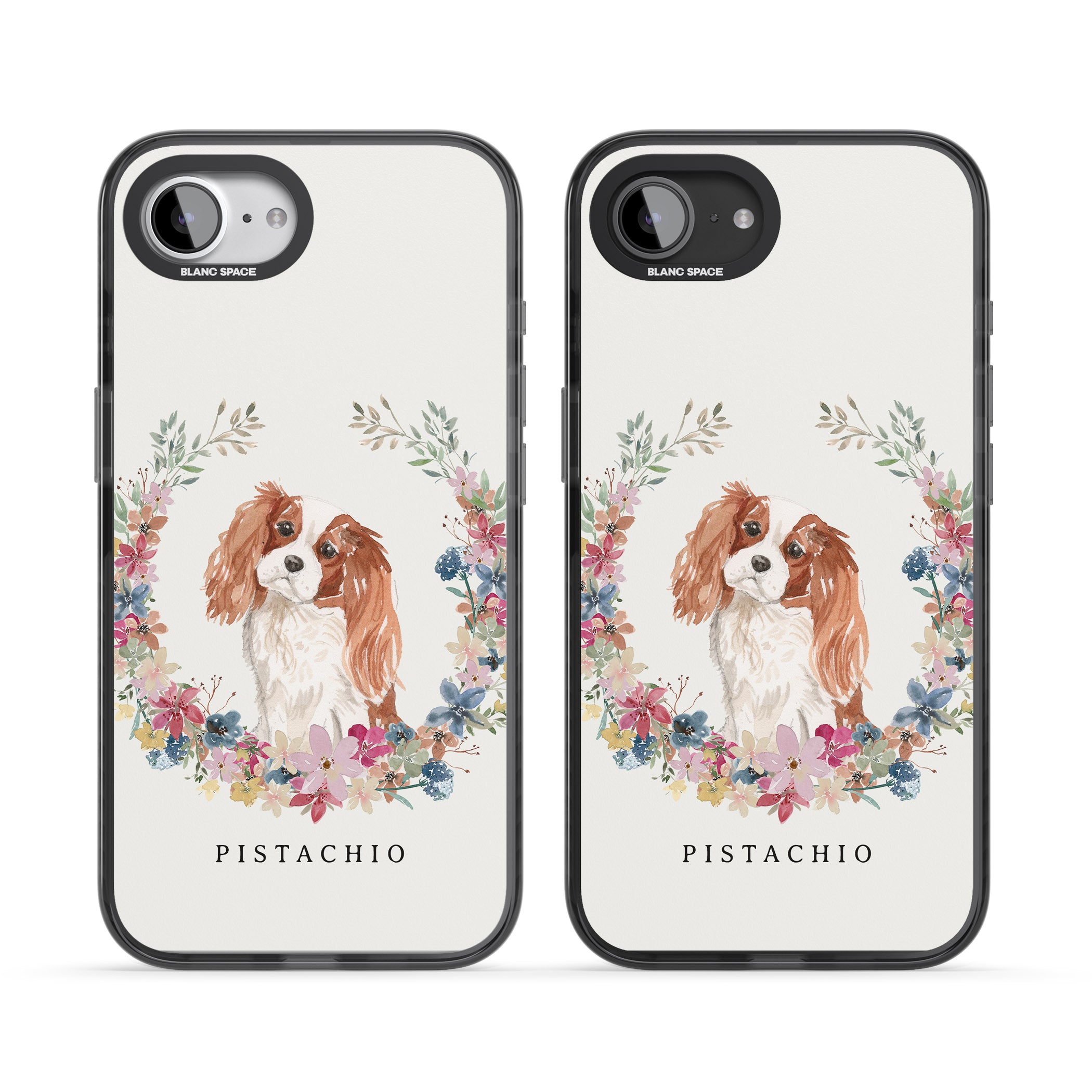 Personalised Cavalier King Charles Floral Portrait
