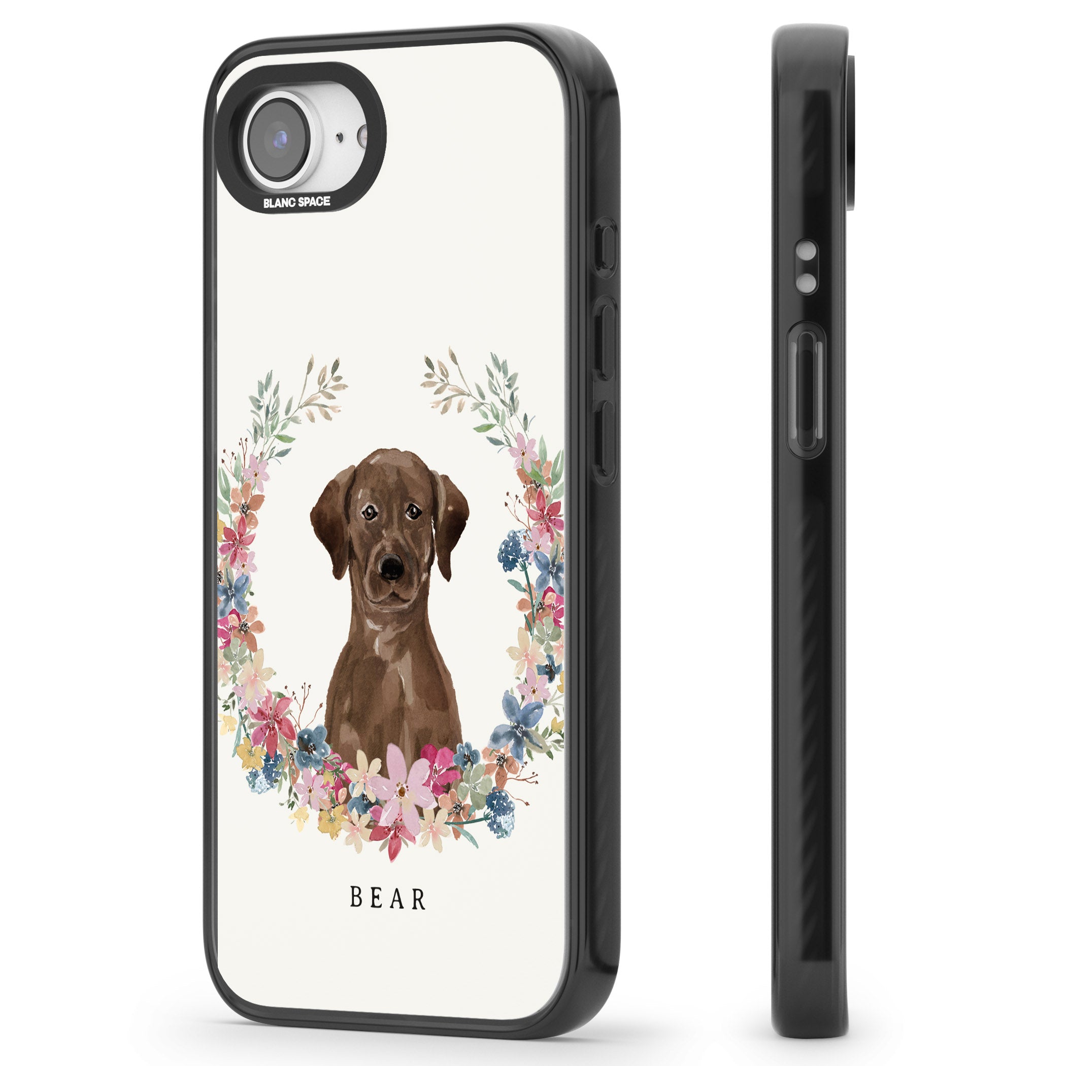 Personalised Chocolate Labrador Floral Portrait