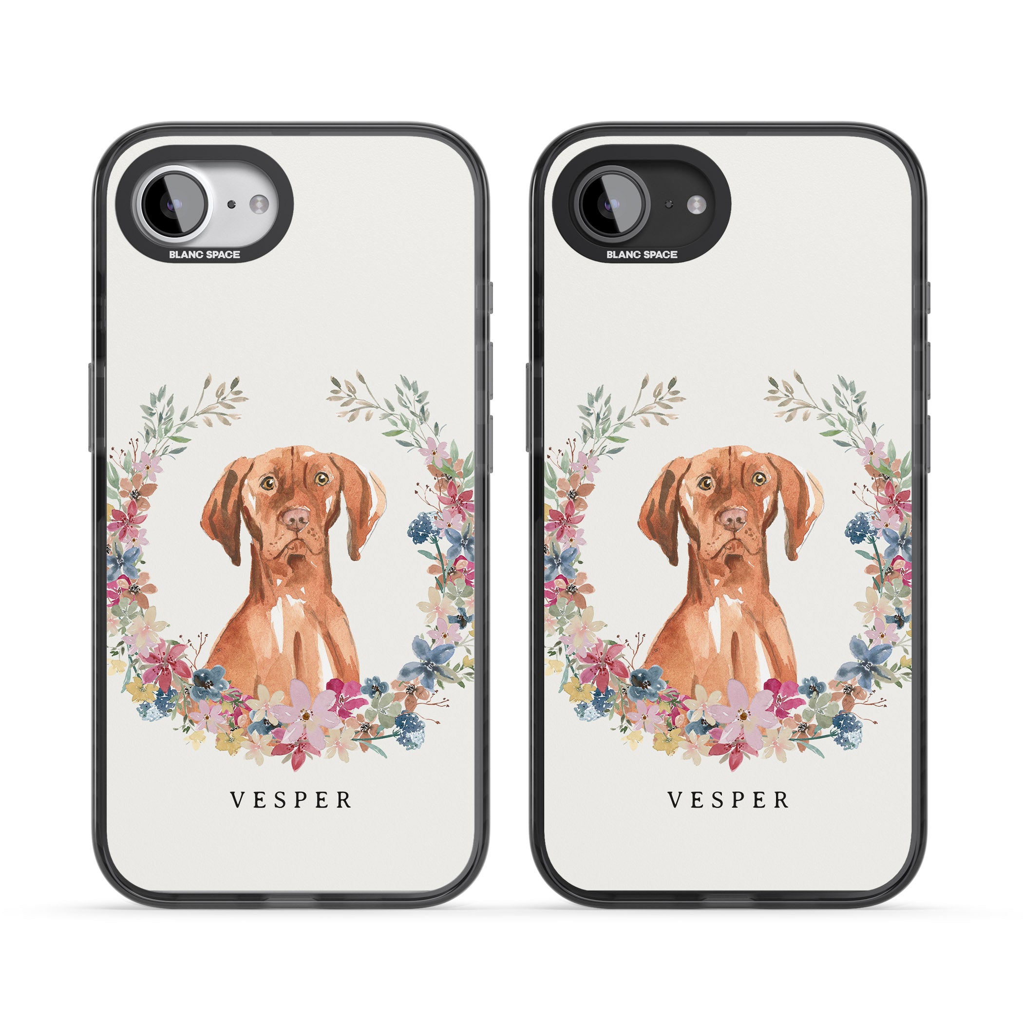 Personalised Hungarian Vizsla Floral Portrait