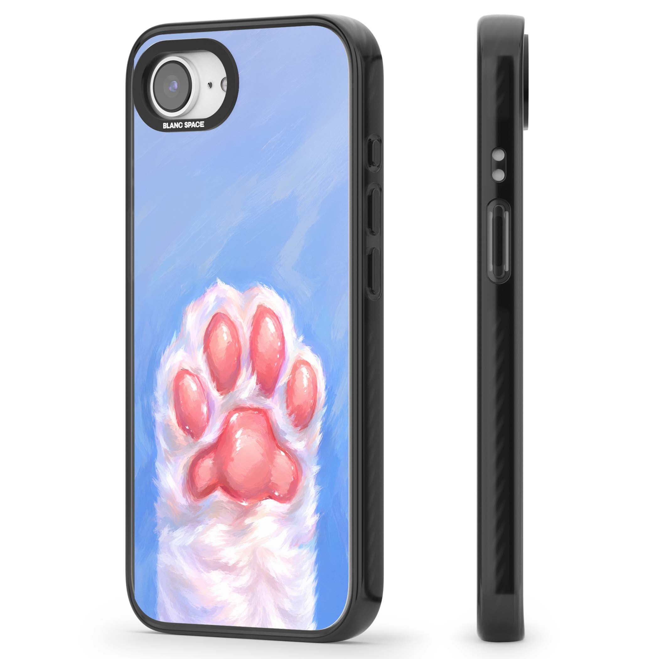 Soft White Paw cute iPhone case | Black Impact case for iPhone 16e, iPhone 17e