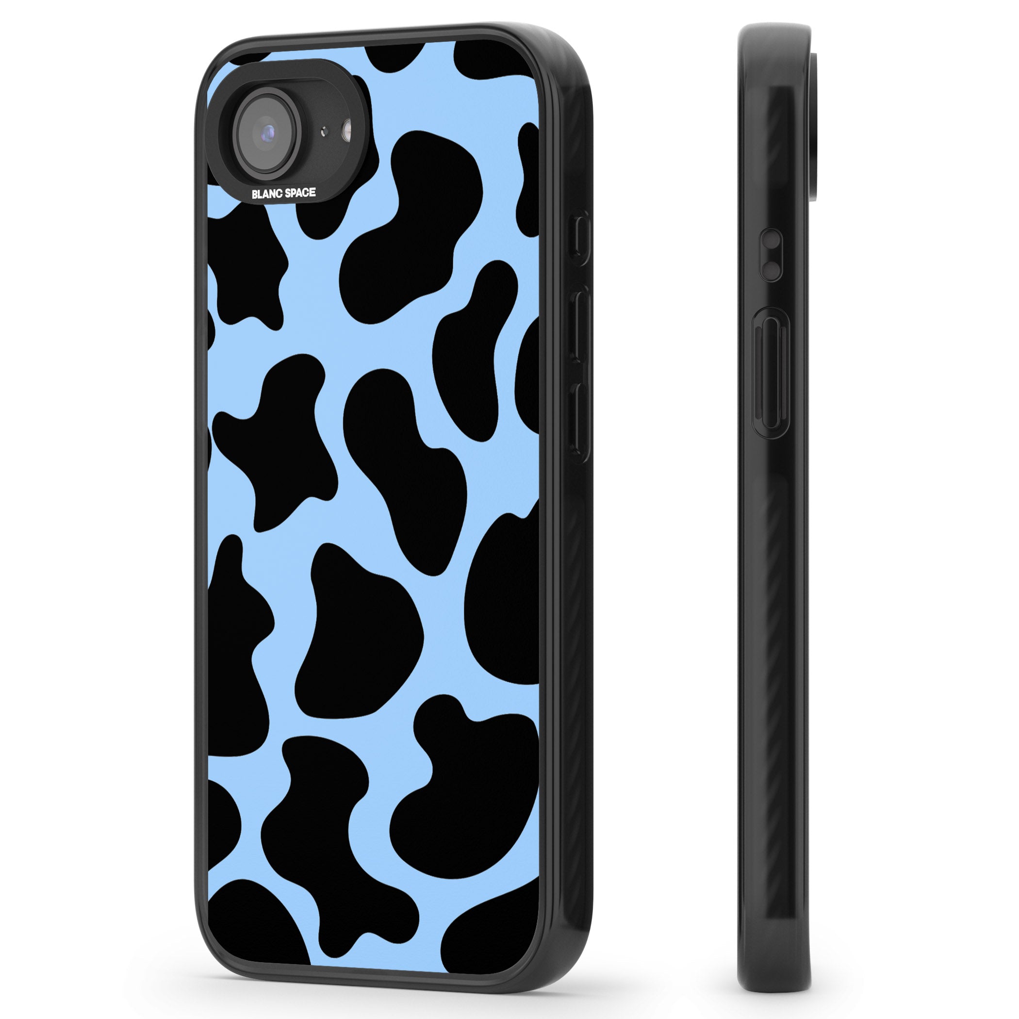 Blue And Black Cow Print