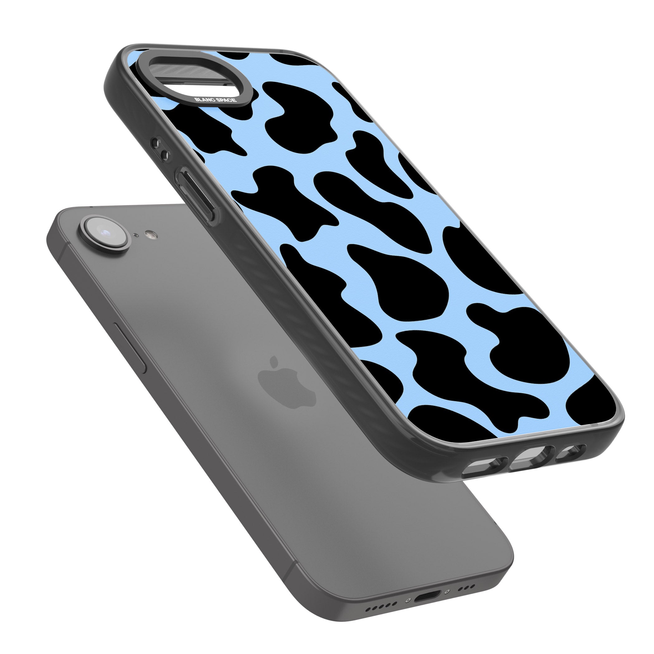 Blue And Black Cow Print