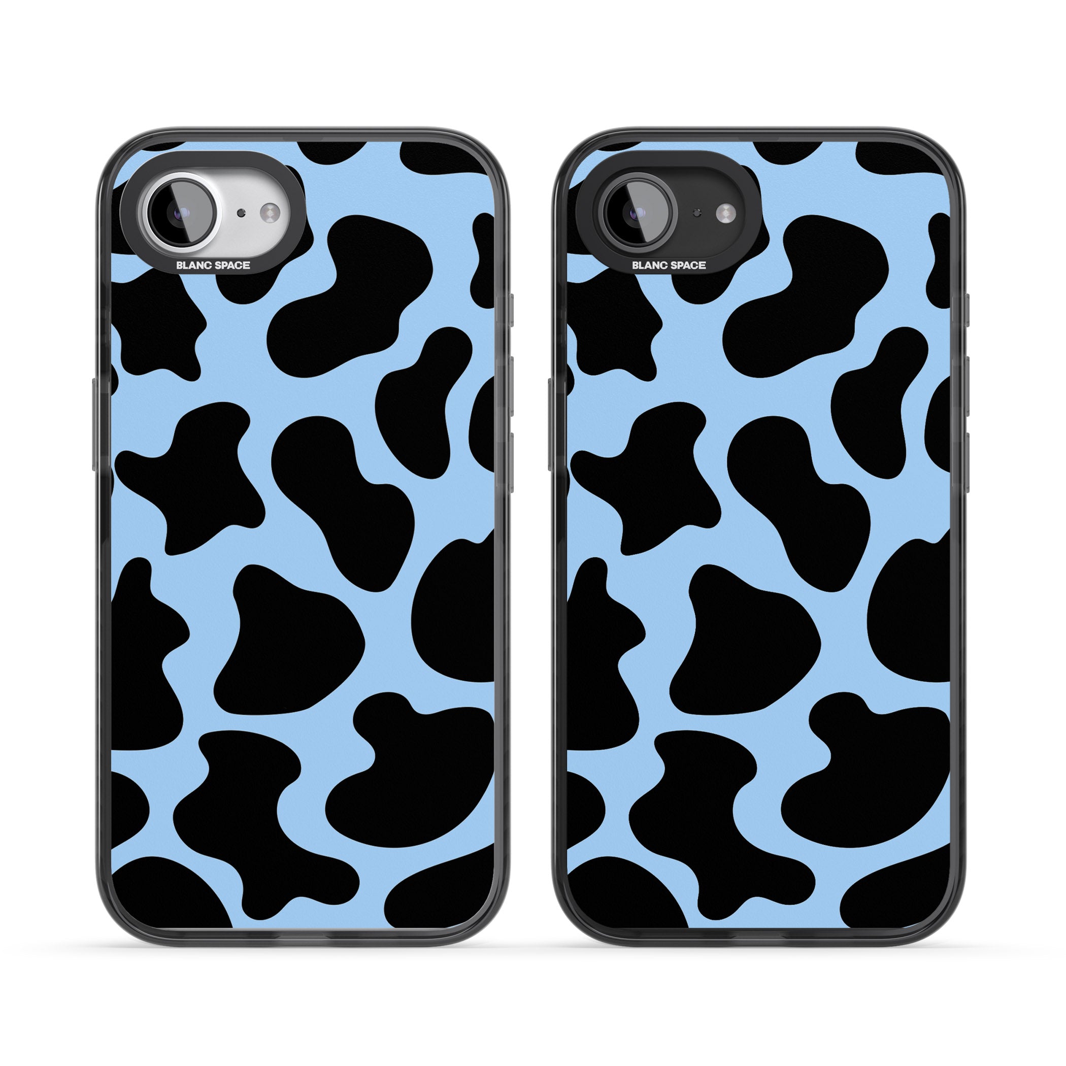 Blue And Black Cow Print