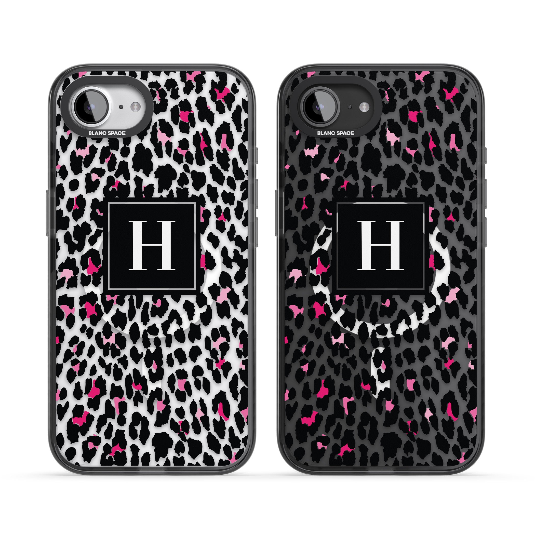 Personalised Clear Pink Leopard Monogram