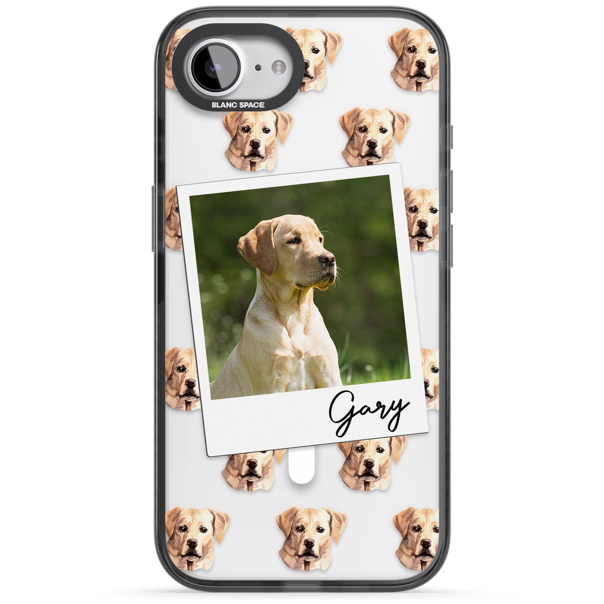 Personalised Tan Black Labrador Instant Camera Photo