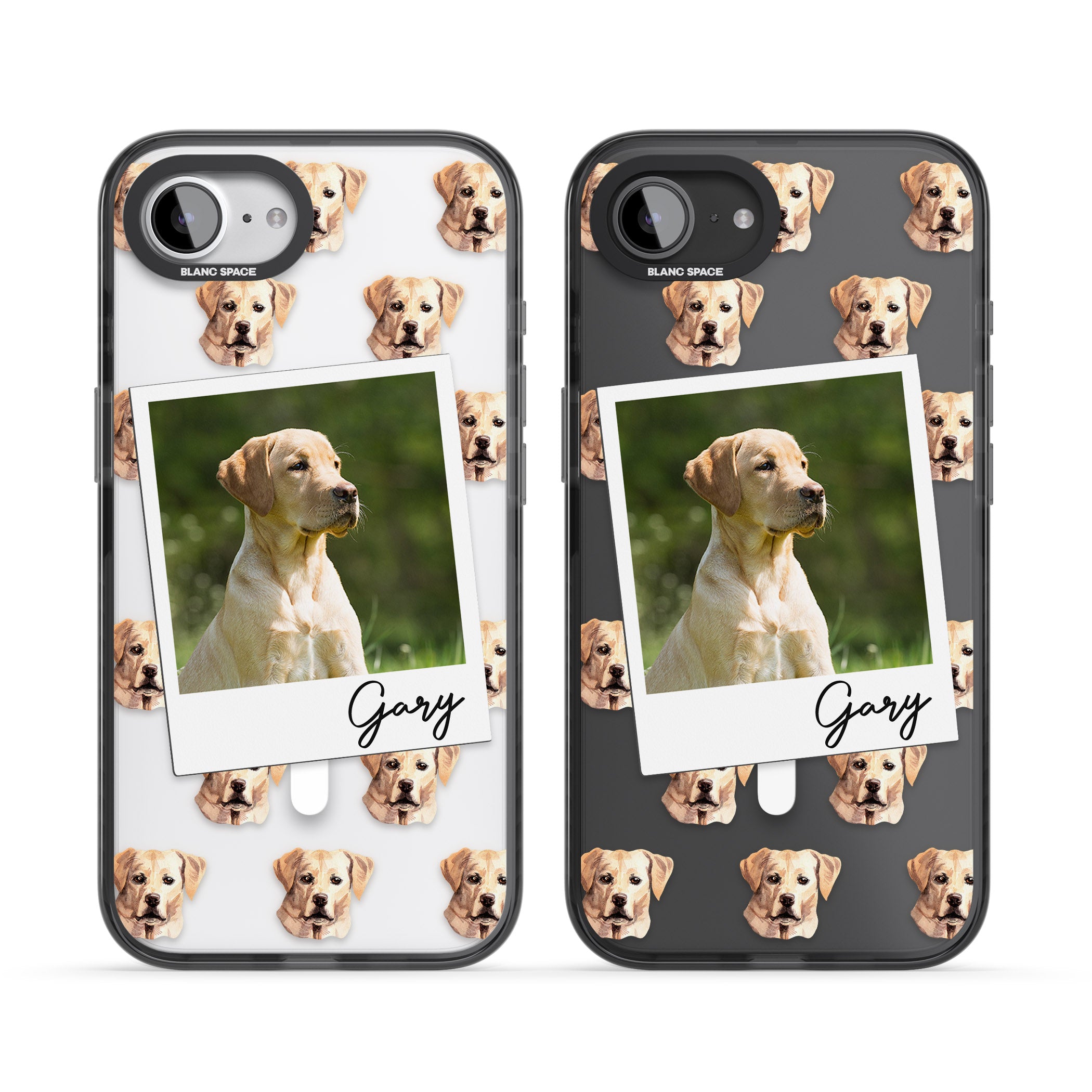 Personalised Tan Black Labrador Instant Camera Photo