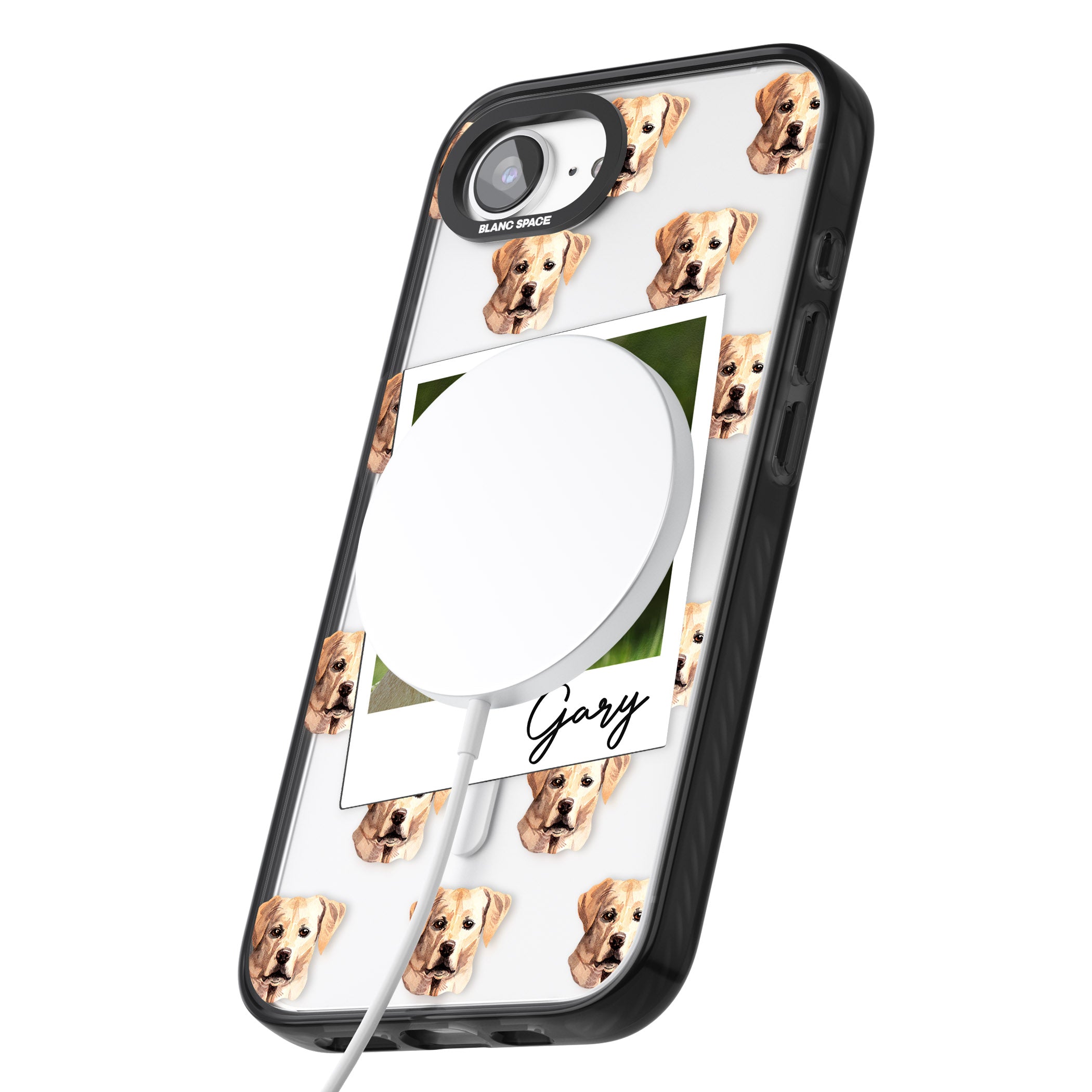 Personalised Tan Black Labrador Instant Camera Photo