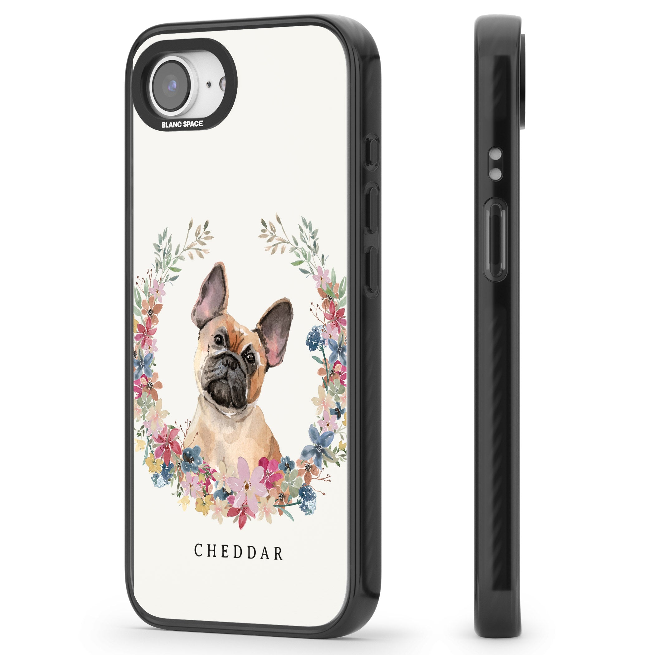 Personalised Tan French Bulldog Floral Portrait