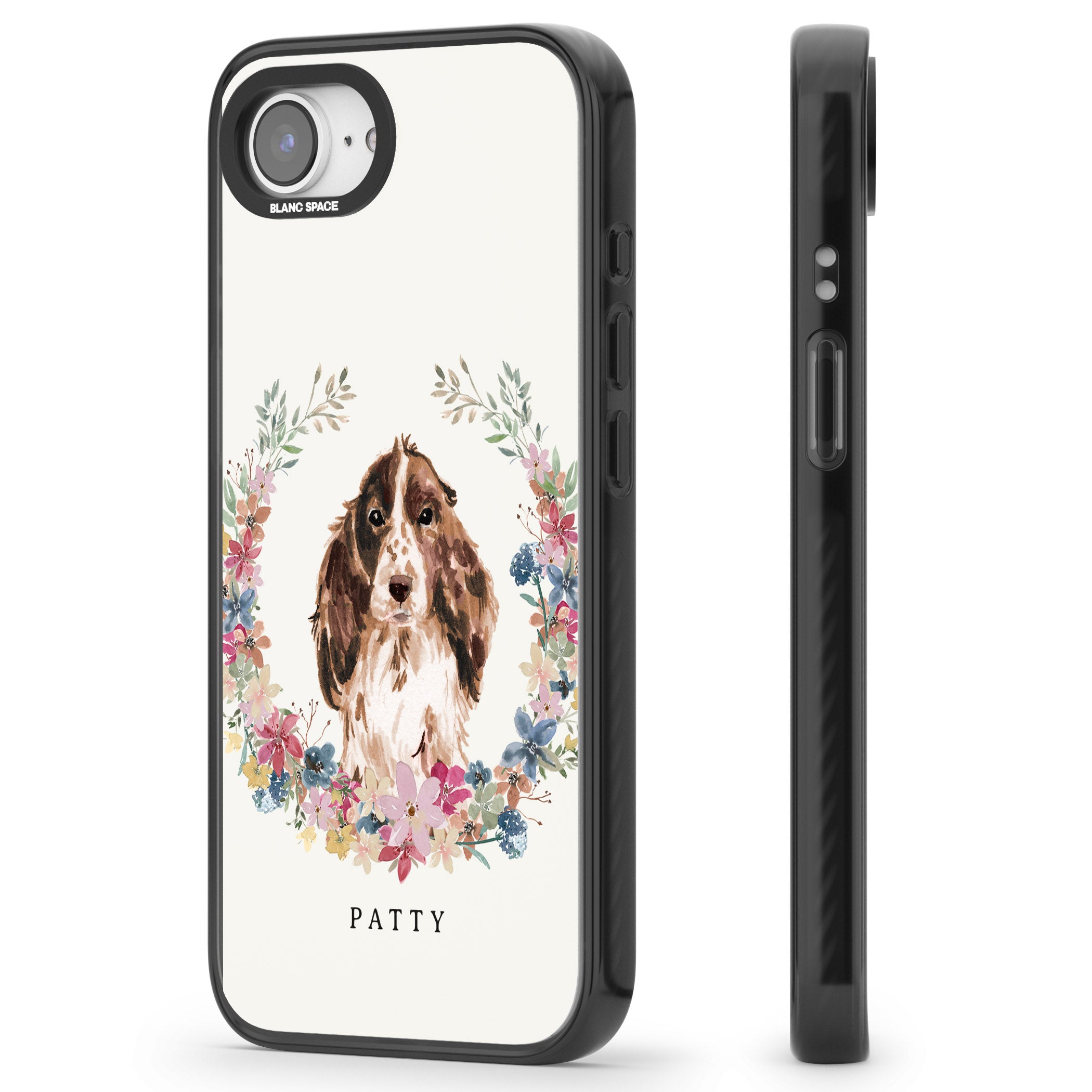 Personalised Cocker Spaniel Floral Portrait