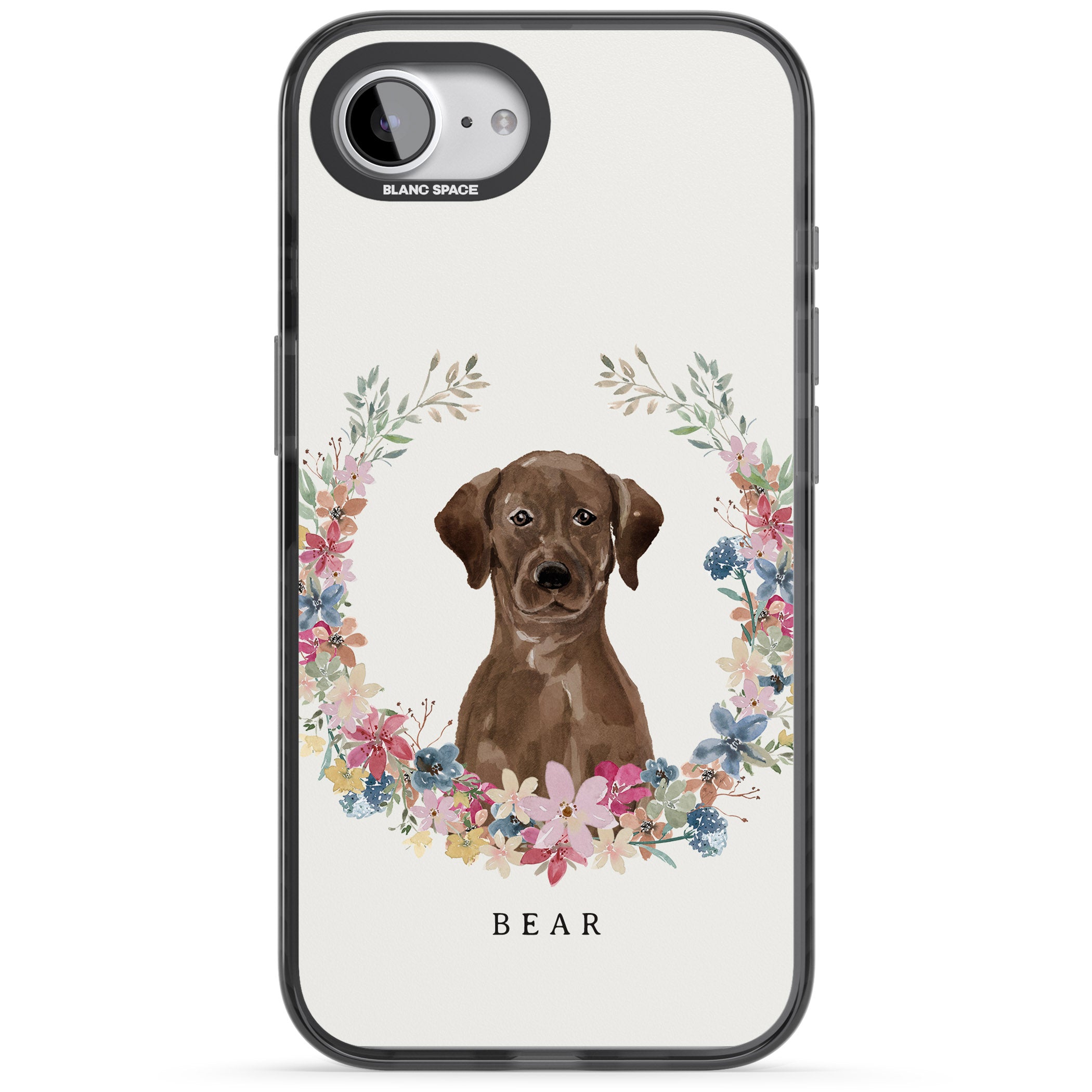 Personalised Chocolate Labrador Floral Portrait