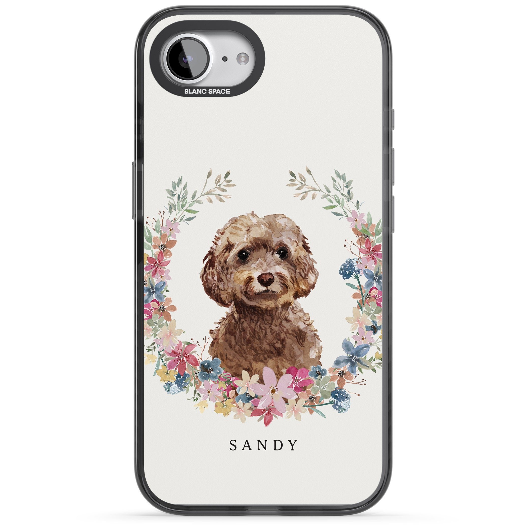 Personalised Brown Cockapoo Floral Portrait