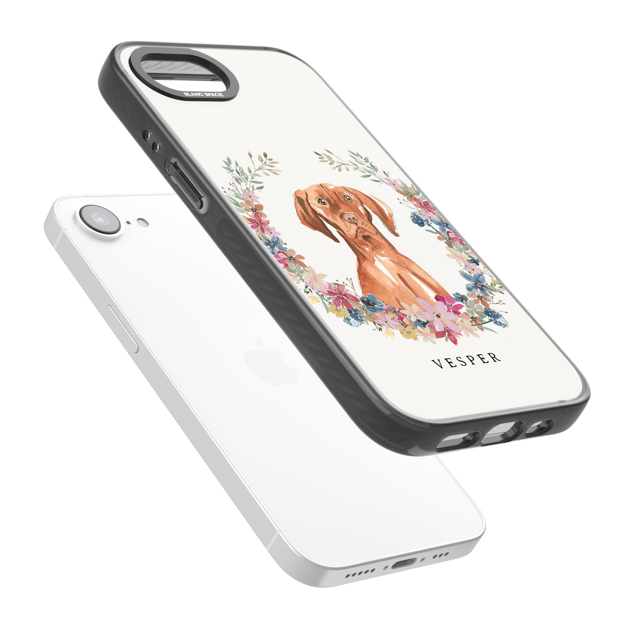 Personalised Hungarian Vizsla Floral Portrait