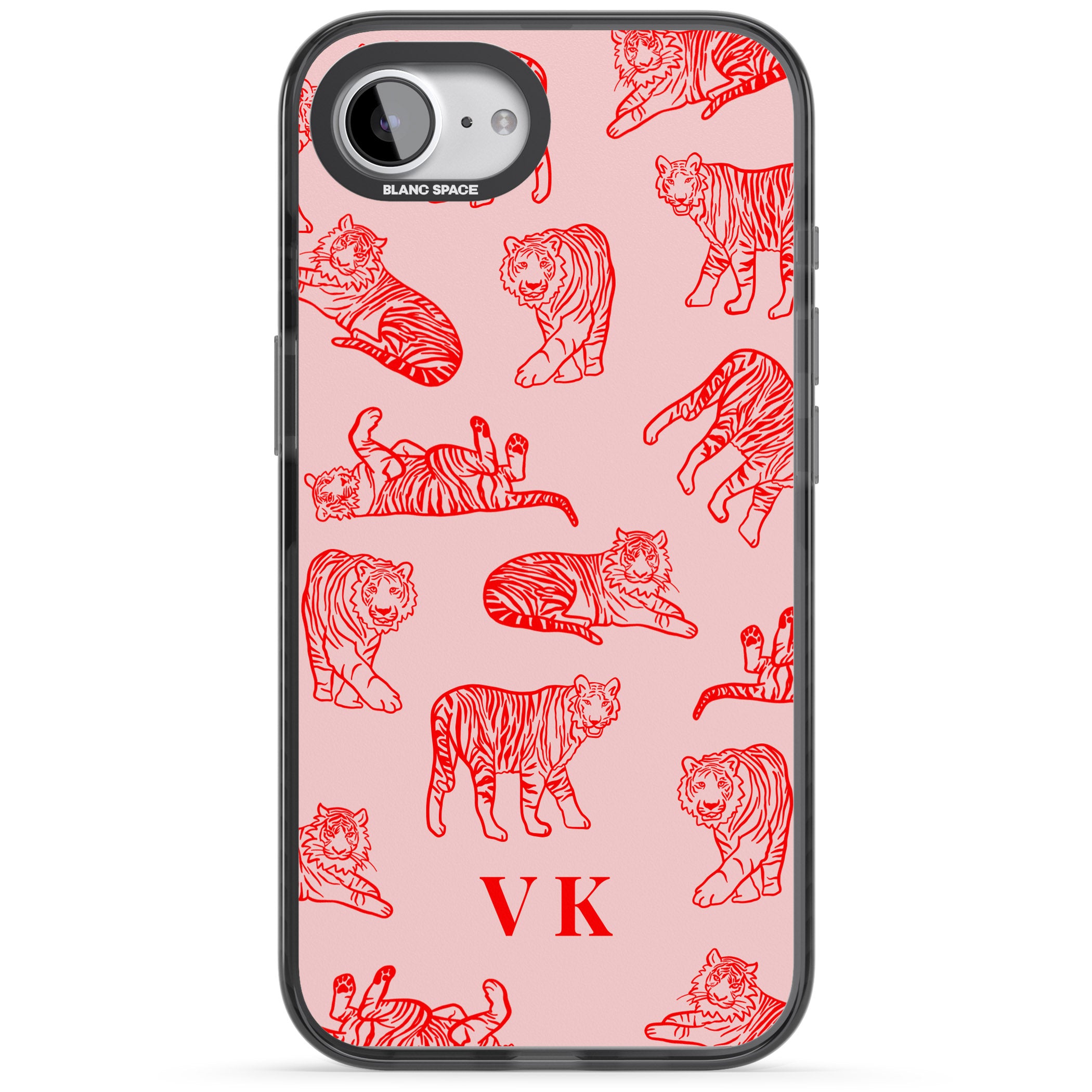 Personalised Red Tiger Outlines On Pink