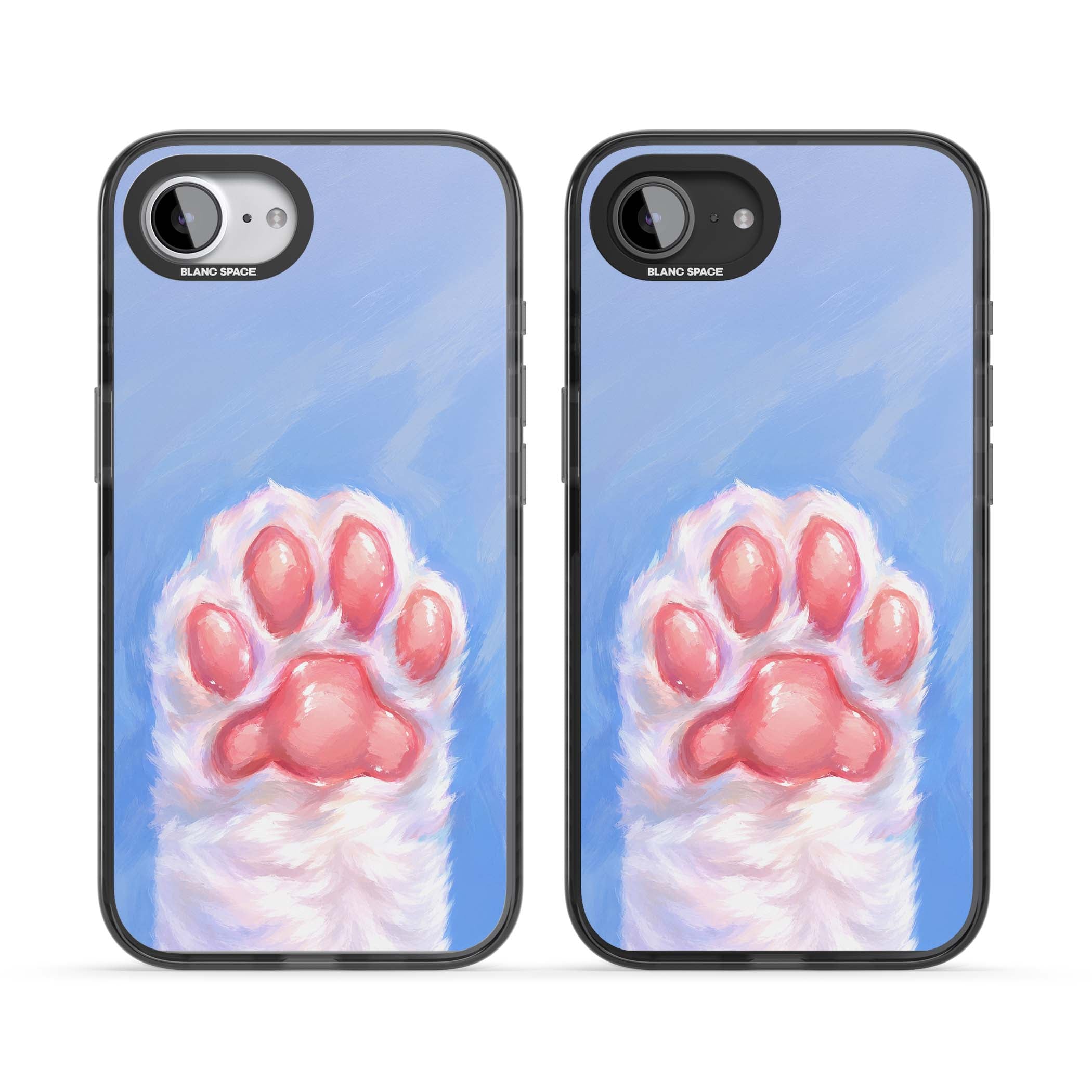 Soft White Paw cute iPhone case | Black Impact Magsafe case for iPhone 16e, iPhone 17e
