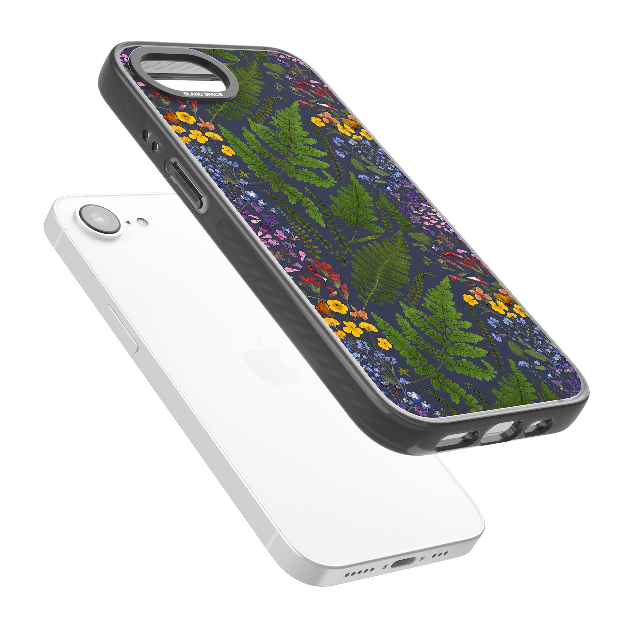 Busy Floral And Fern Design Navy
