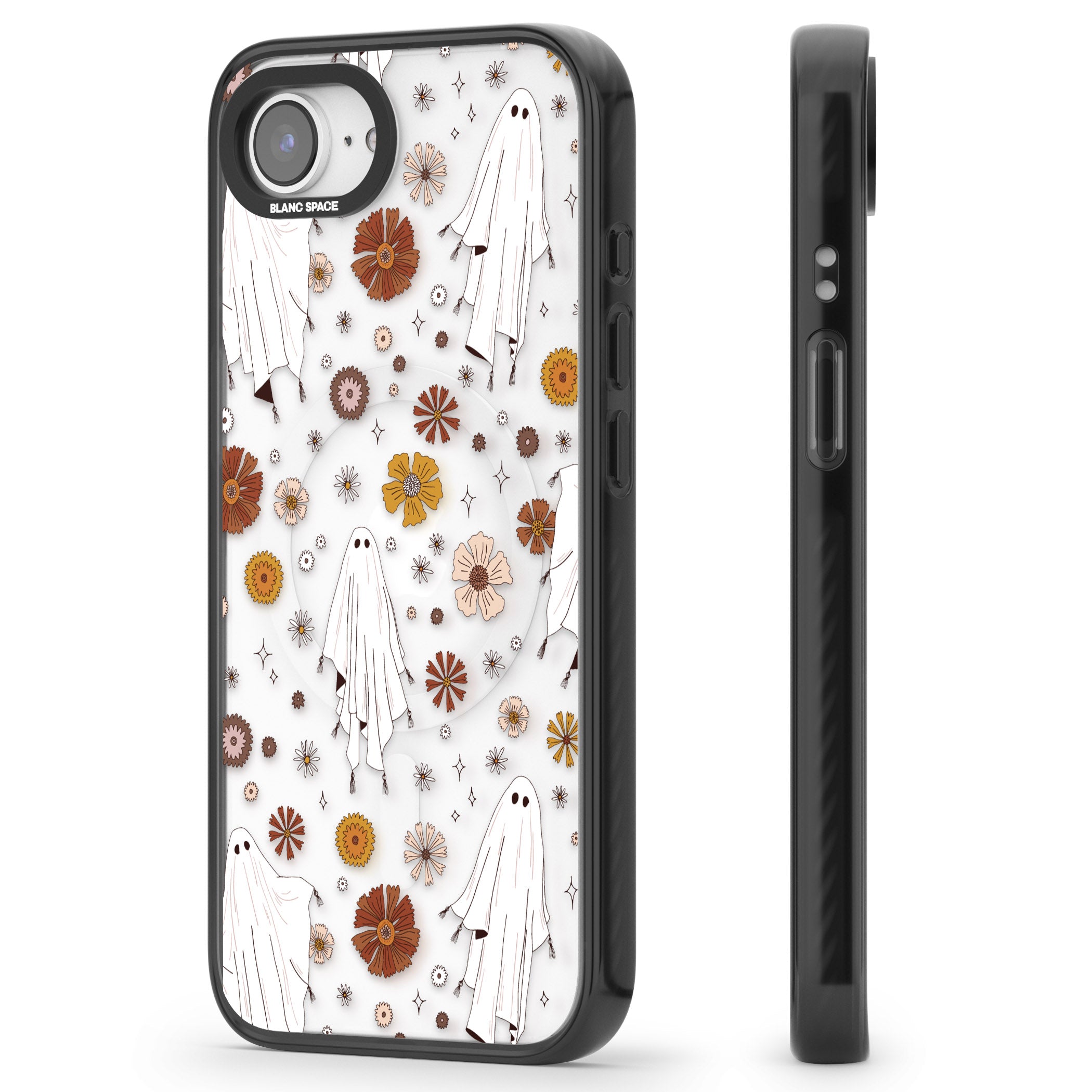 Halloween Ghosts And Flowers