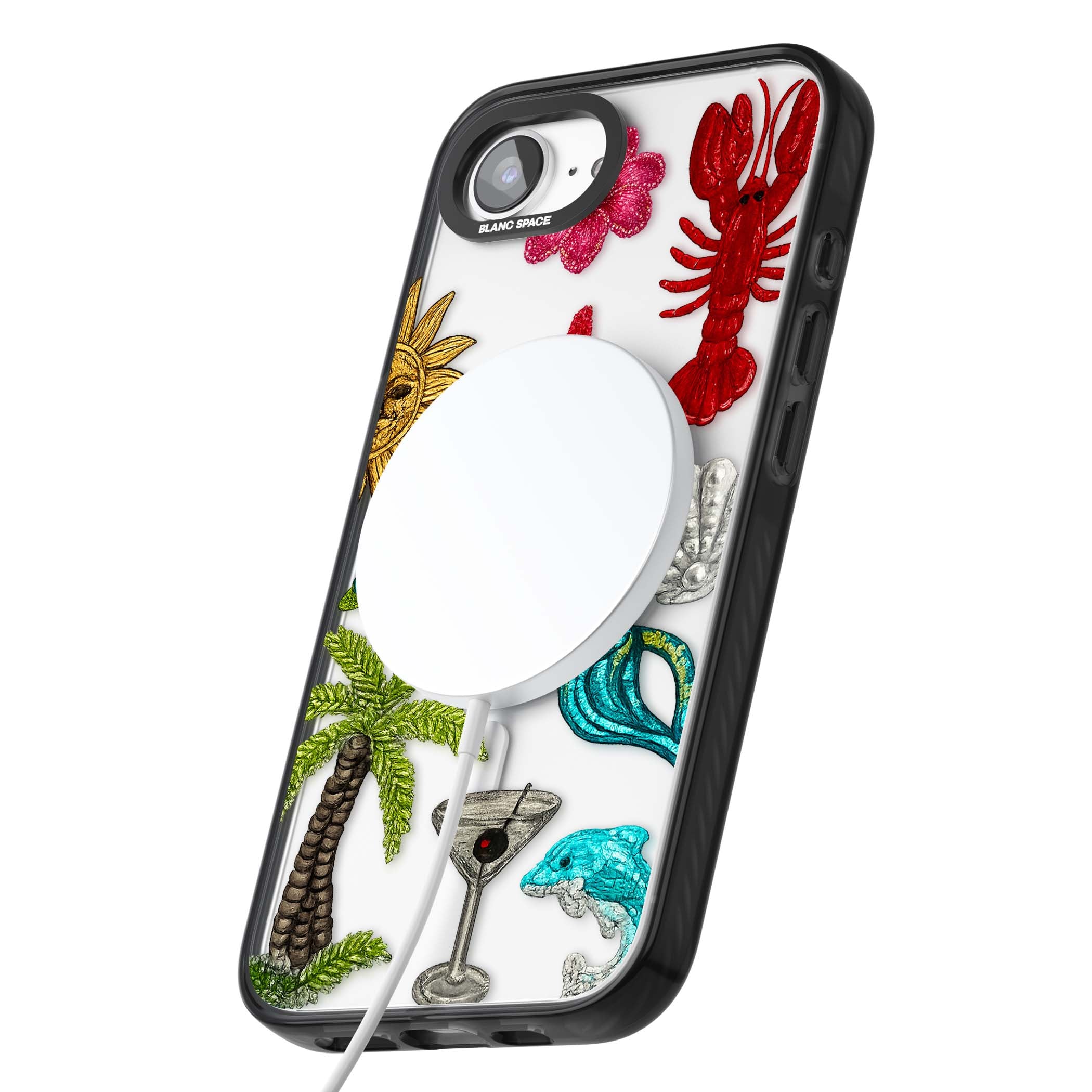 Painted Coastal Pattern coastal iPhone case | Black Impact Magsafe case for iPhone 16e, iPhone 17e