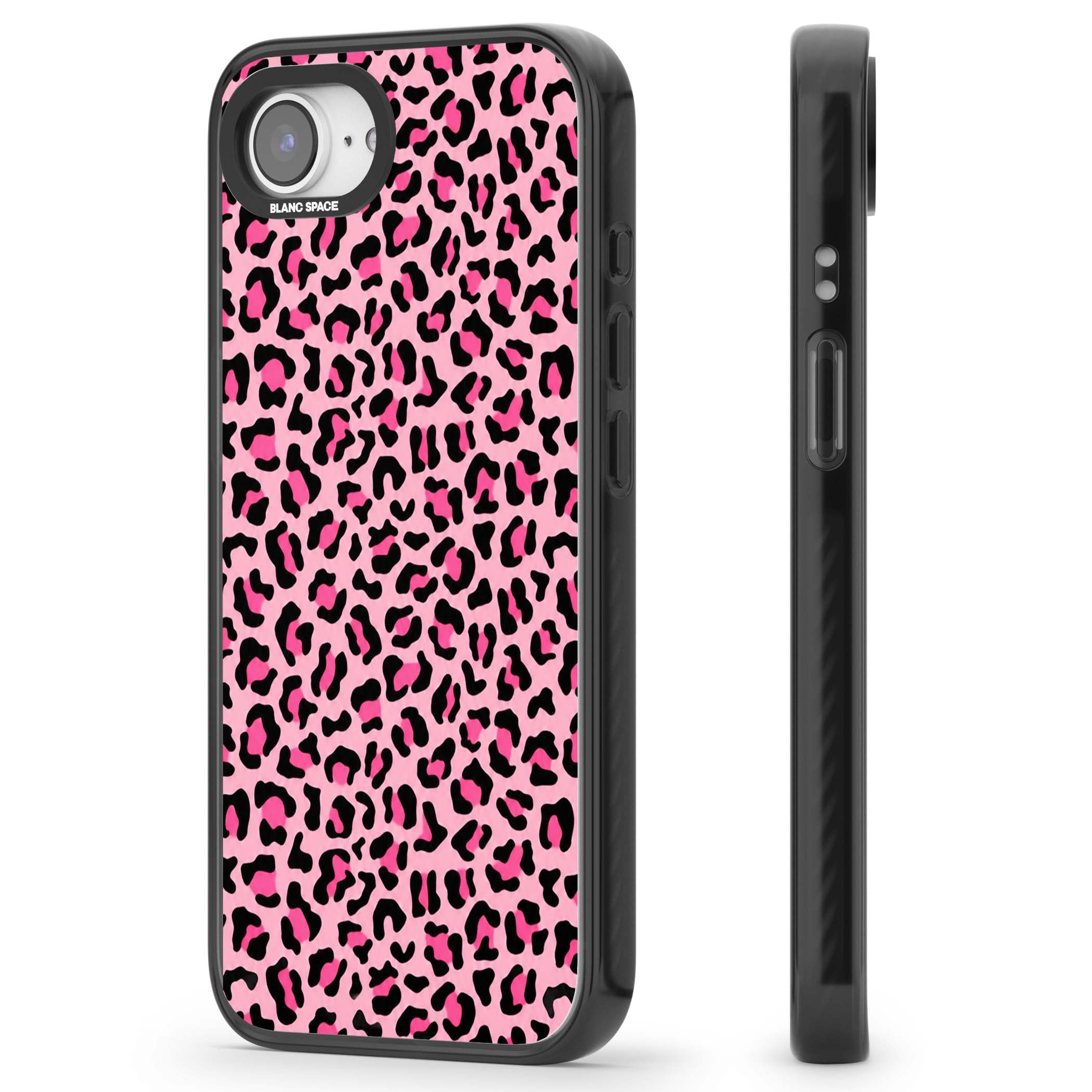Pink Leopard baddie iPhone case | Black Impact Magsafe case for iPhone 16e, iPhone 17e