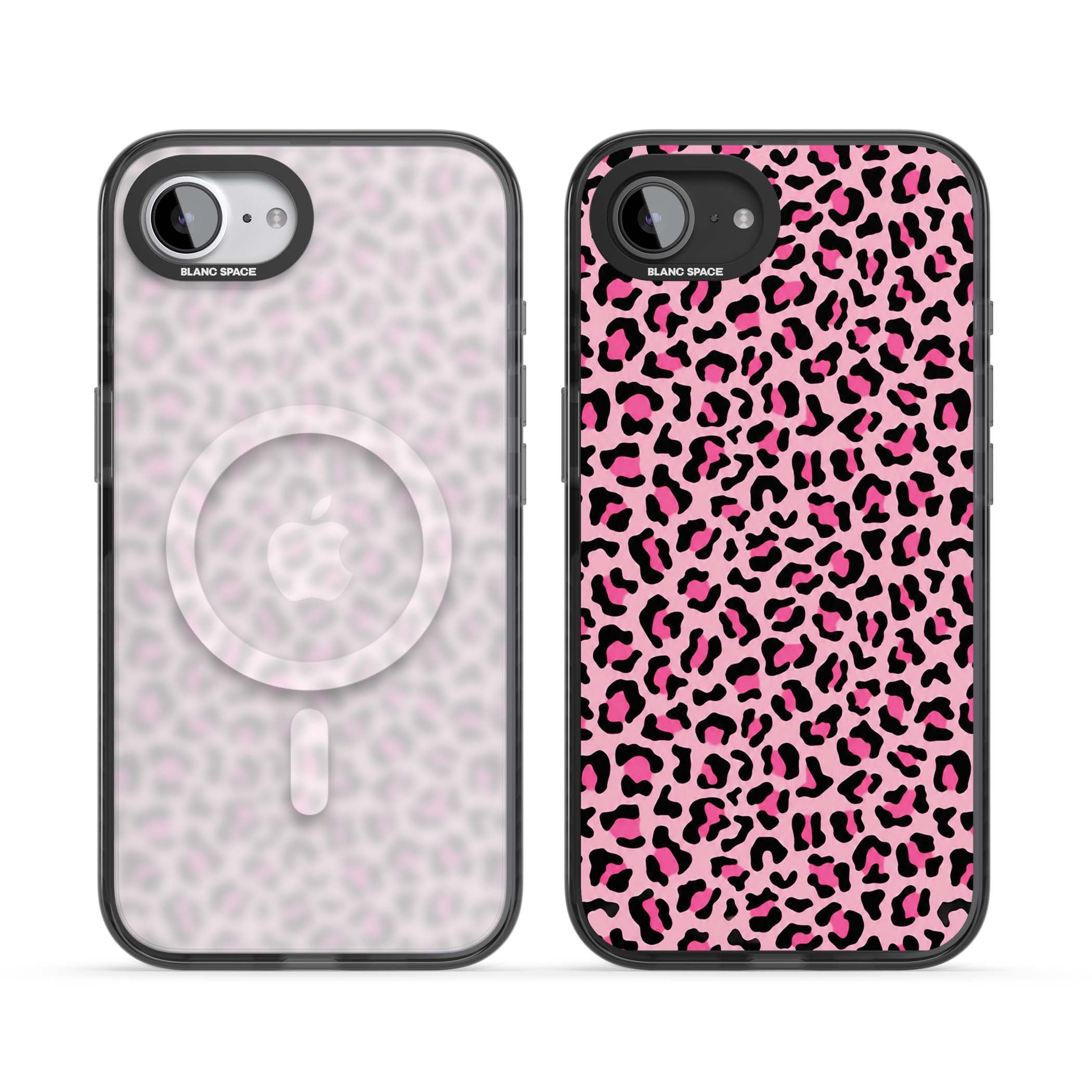 Pink Leopard baddie iPhone case | Black Impact Magsafe case for iPhone 16e, iPhone 17e