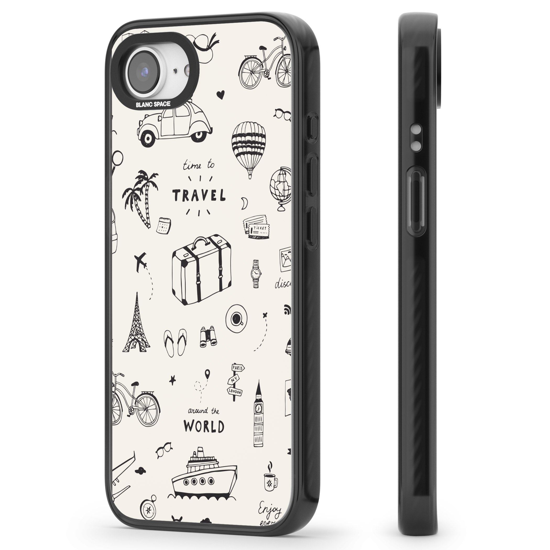 Cute Travel Pattern, White On