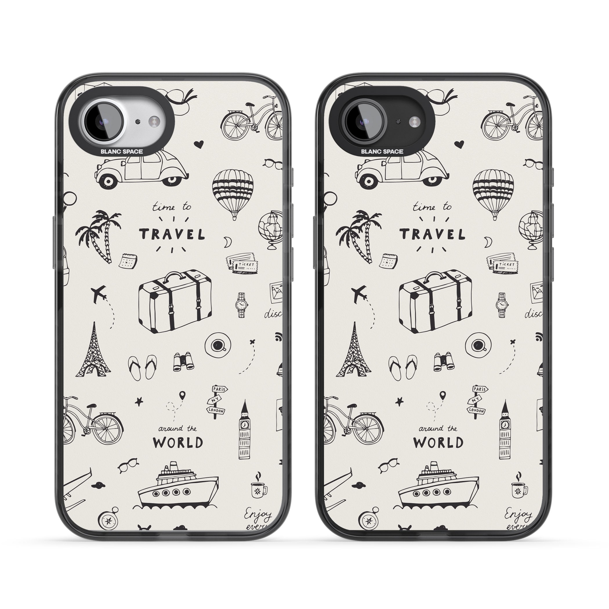 Cute Travel Pattern, White On