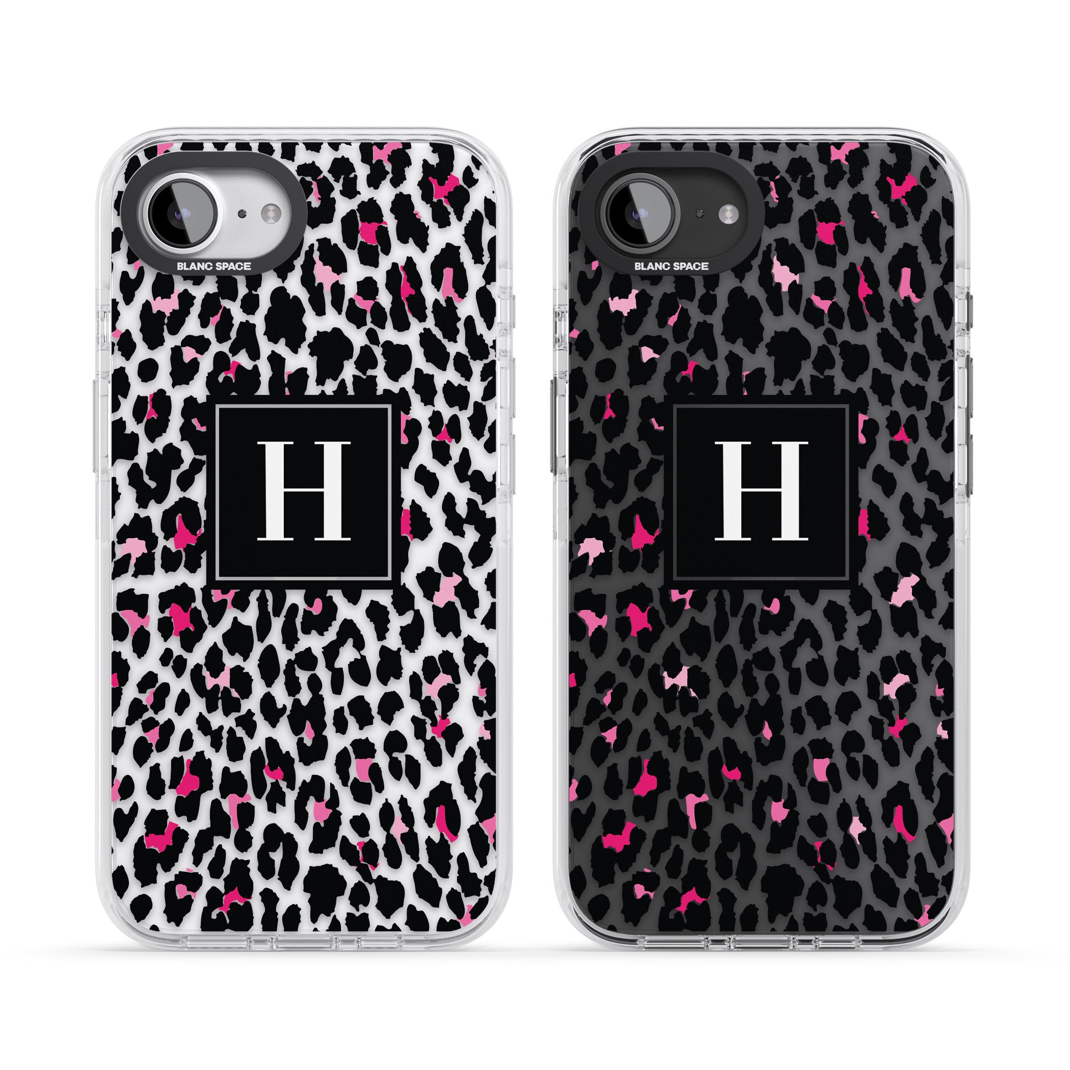 Personalised Clear Pink Leopard Monogram