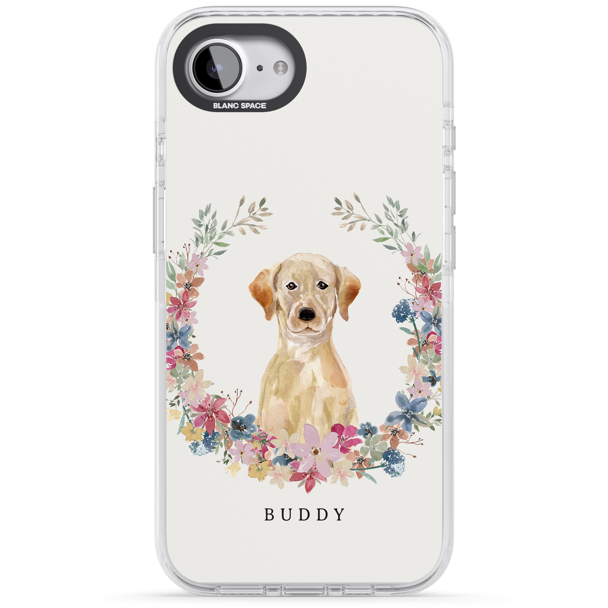 Personalised Yellow Labrador Retriever Floral Portrait