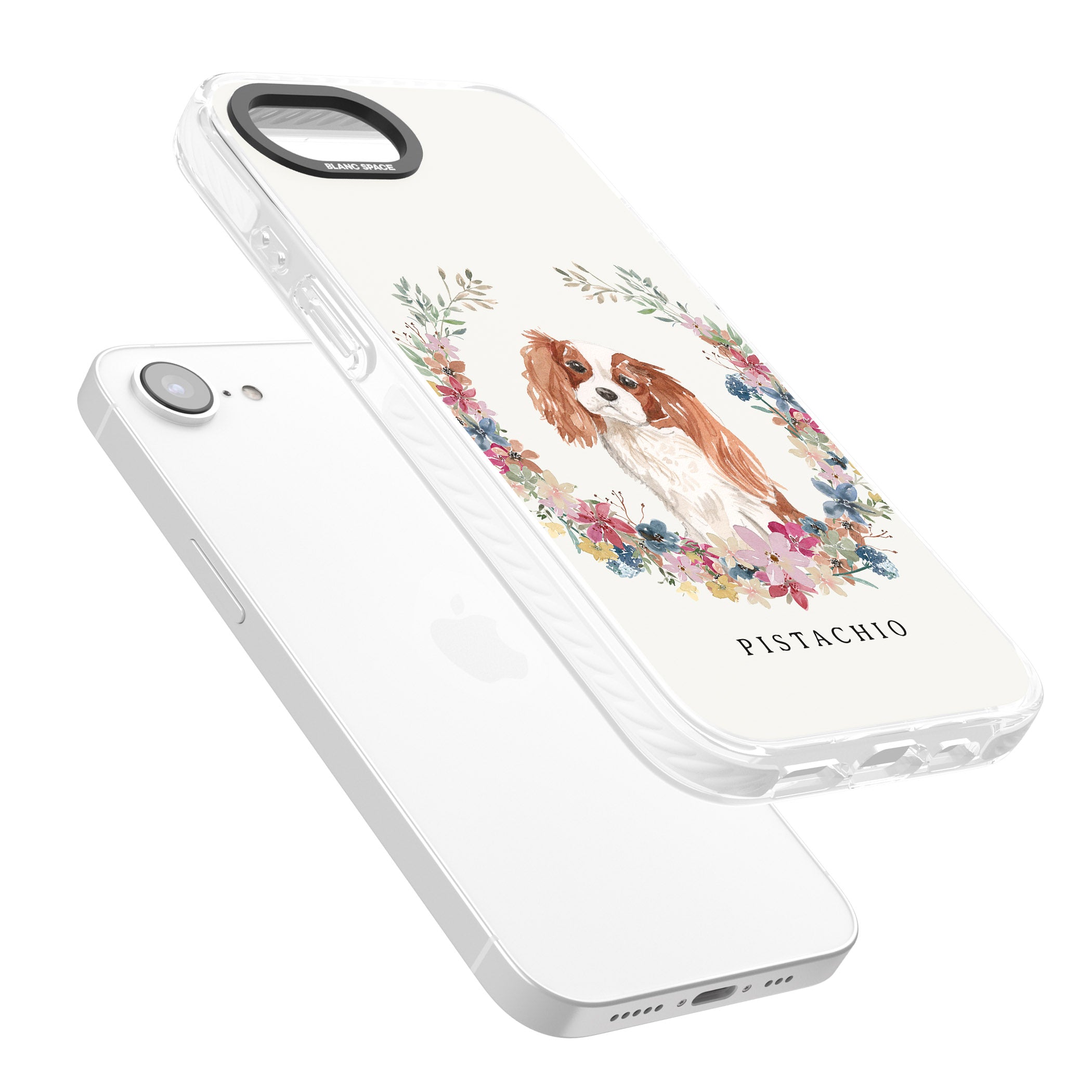 Personalised Cavalier King Charles Floral Portrait