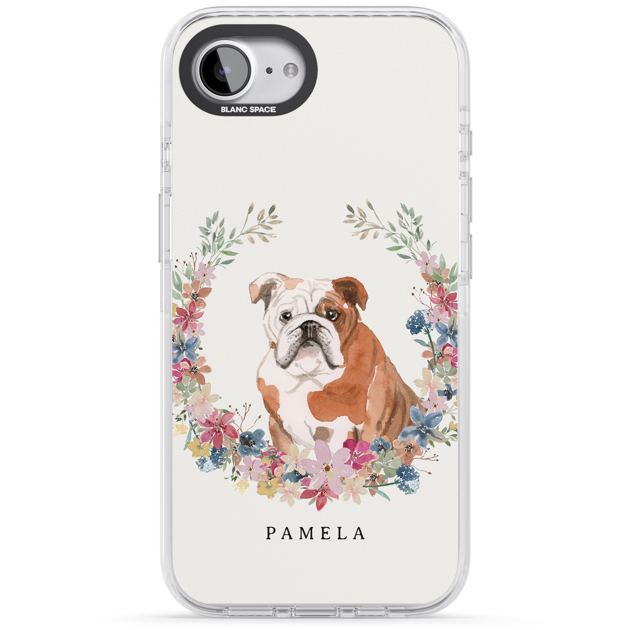 Personalised English Bulldog Floral Portrait