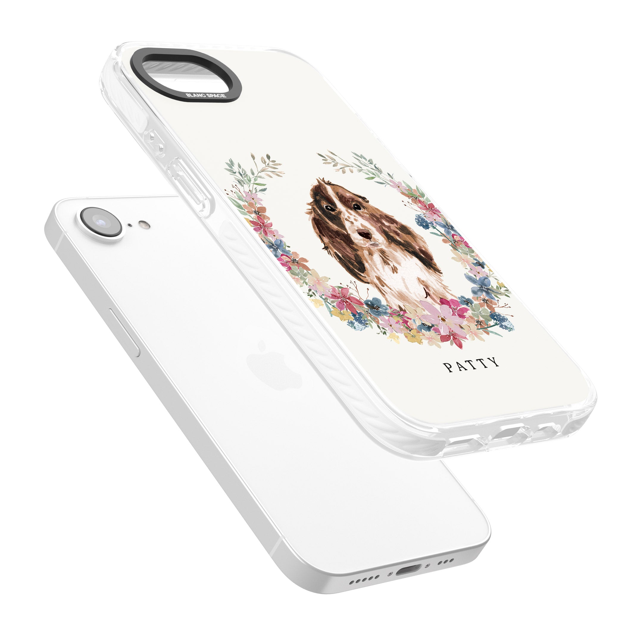 Personalised Cocker Spaniel Floral Portrait